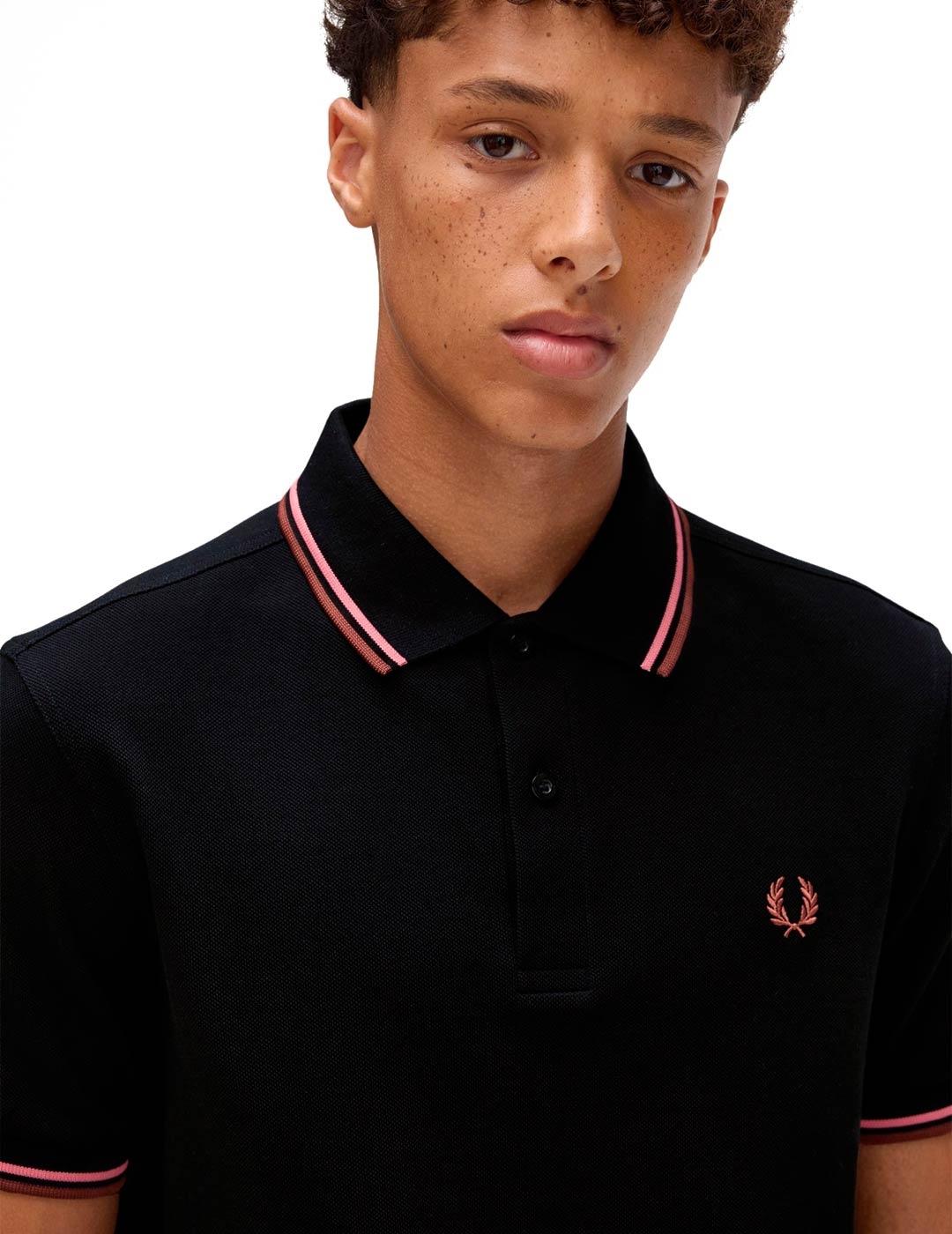 Fred Perry M3600 Polo Hombre Franjas Negro