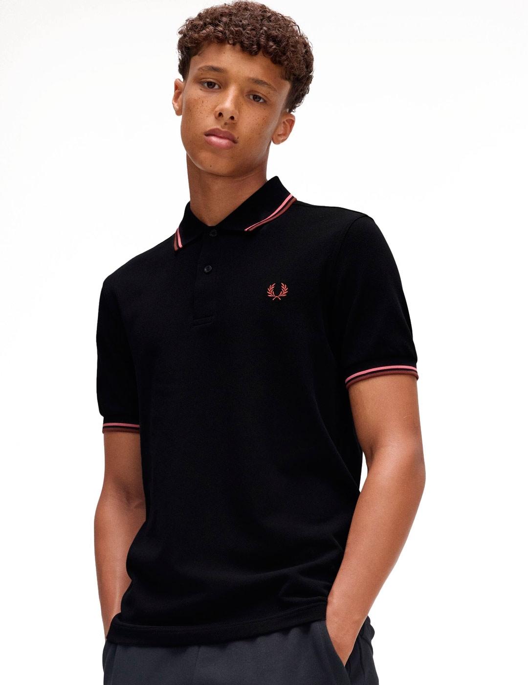 Fred Perry M3600 Polo Hombre Franjas Negro