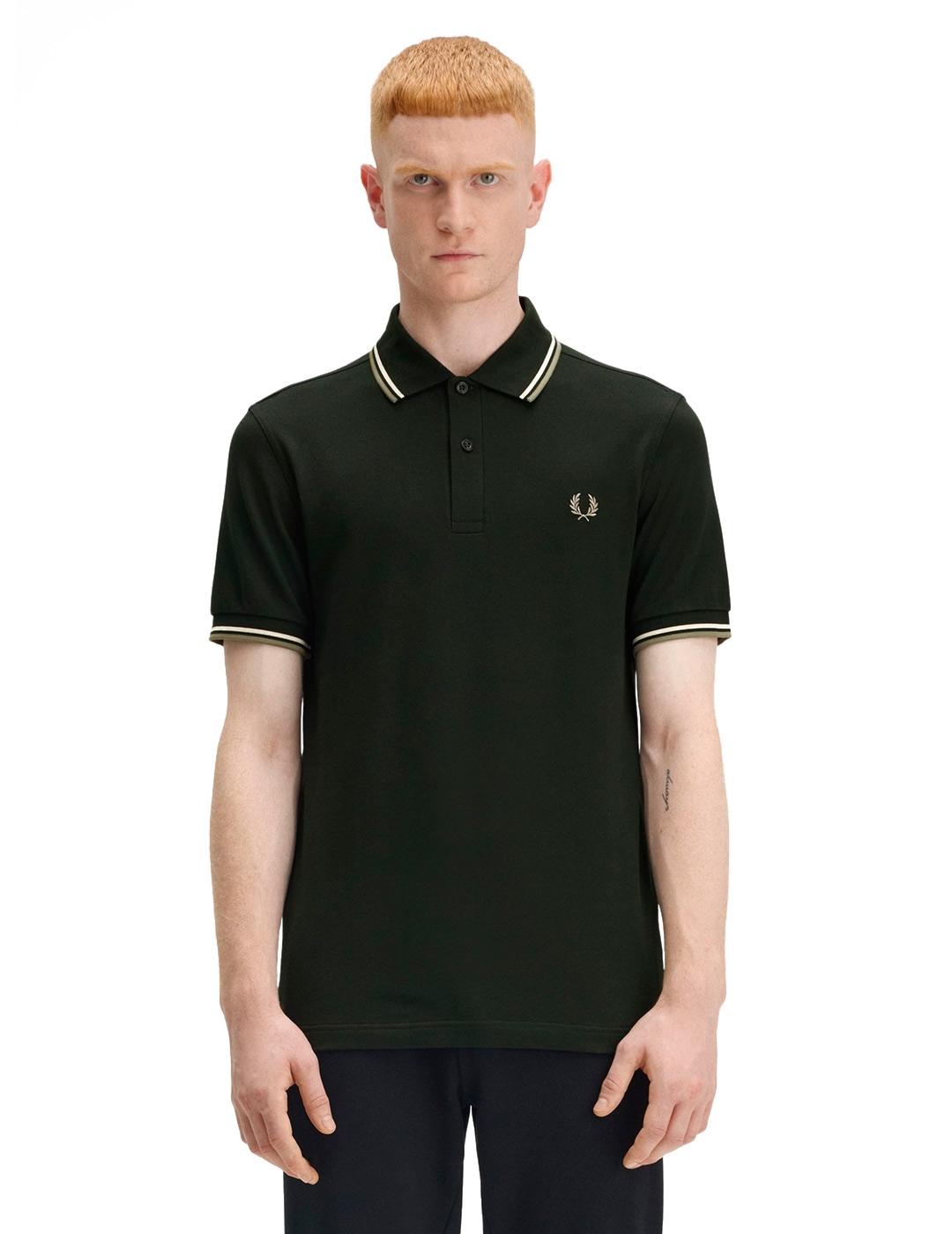 Fred Perry M3600 Polo Hombre Franjas Verde