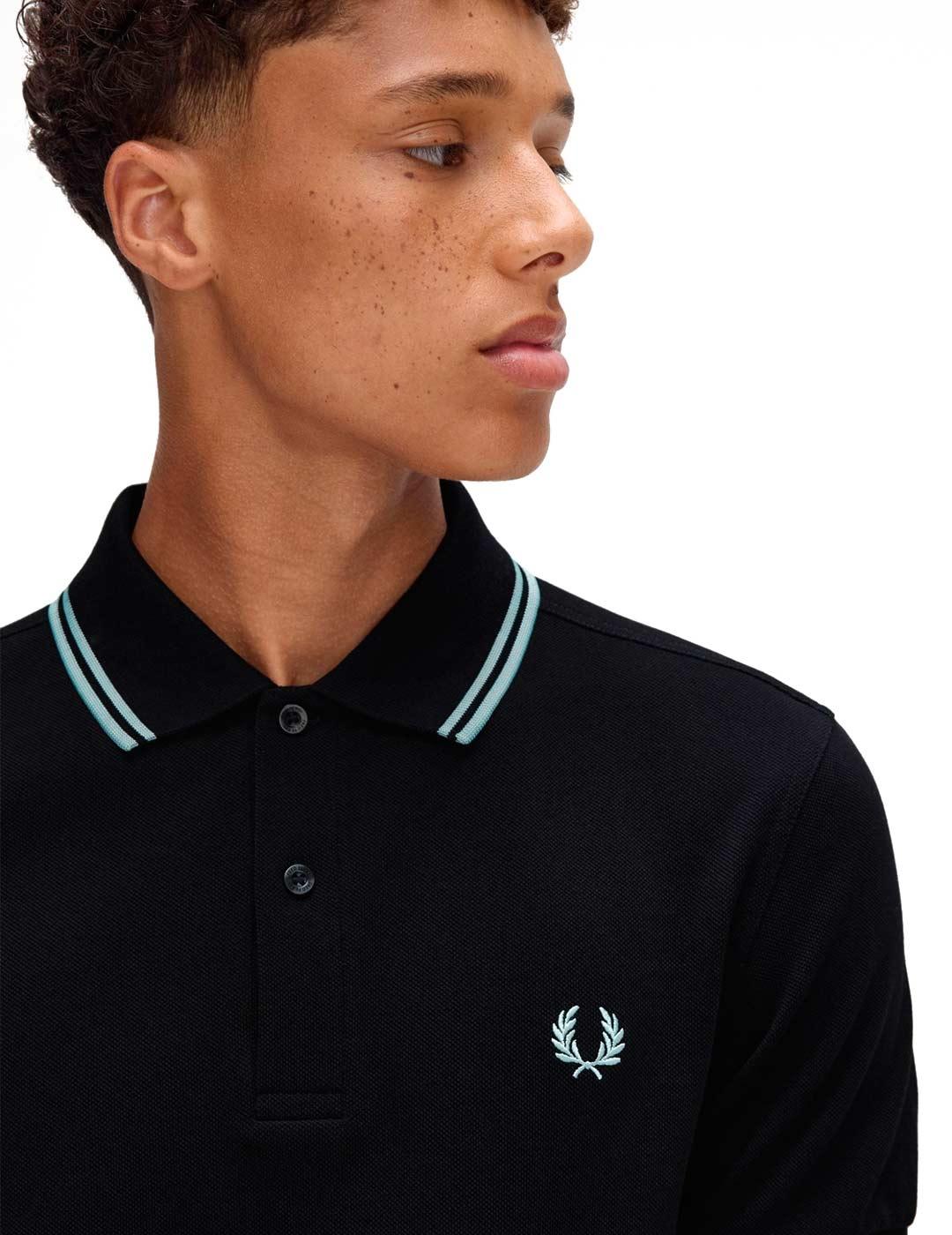 Fred Perry M3600 Polo Hombre Franjas Negro