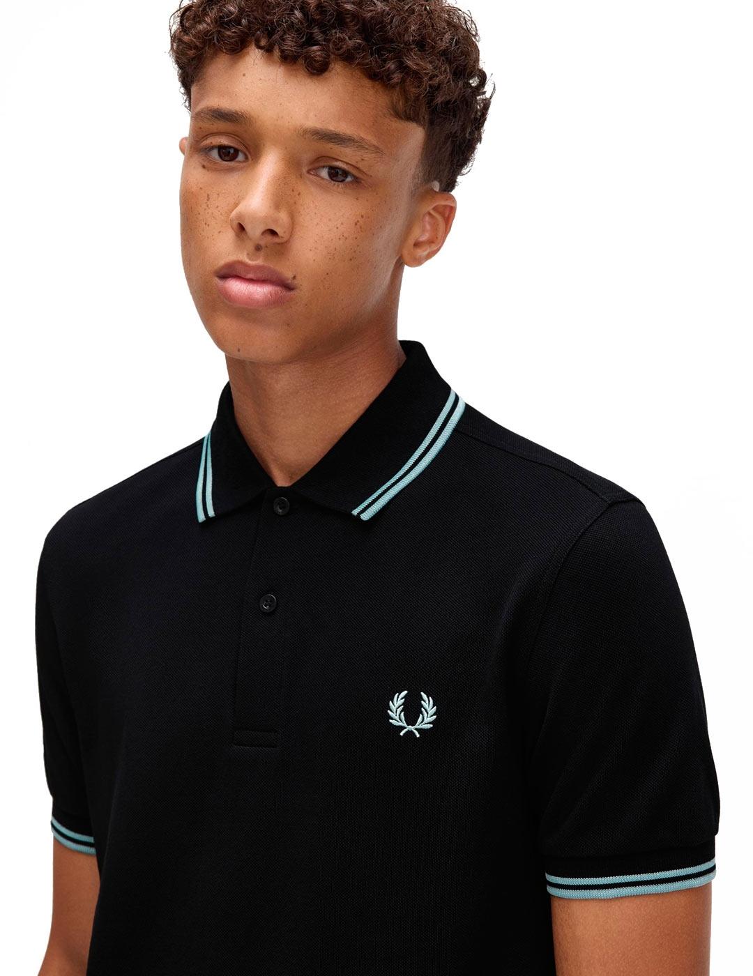 Fred Perry M3600 Polo Hombre Franjas Negro