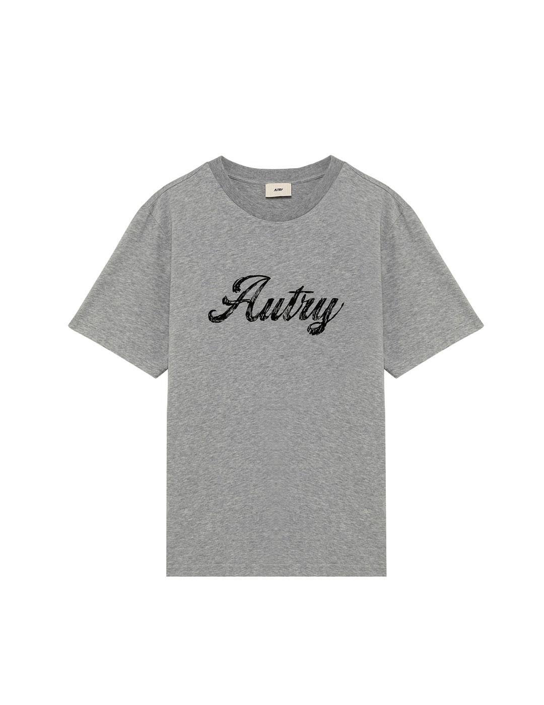Autry Logo Marca Camiseta Hombre Gris