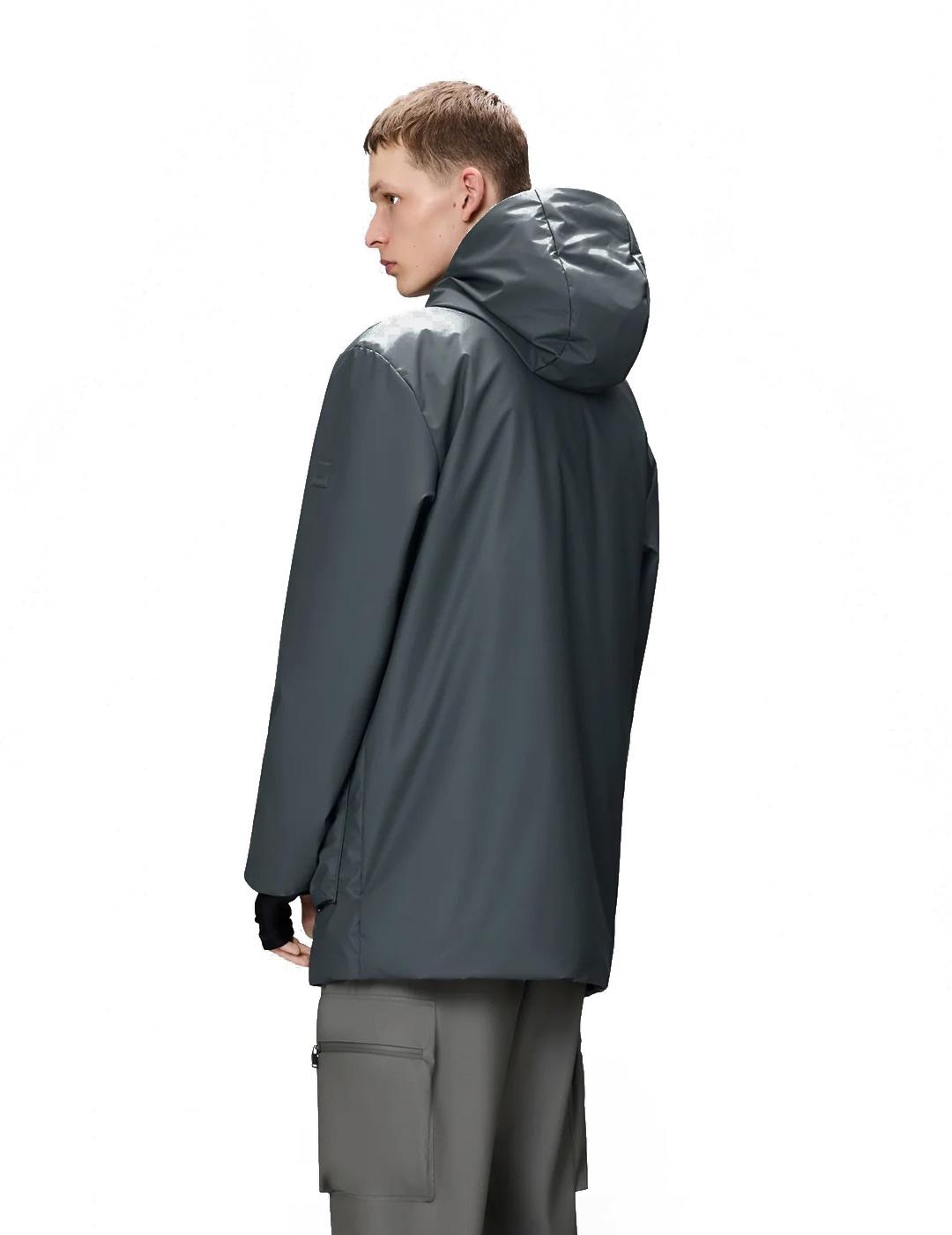 Rains Lohj Long Insu ted Cargo Parka Hombre Gris