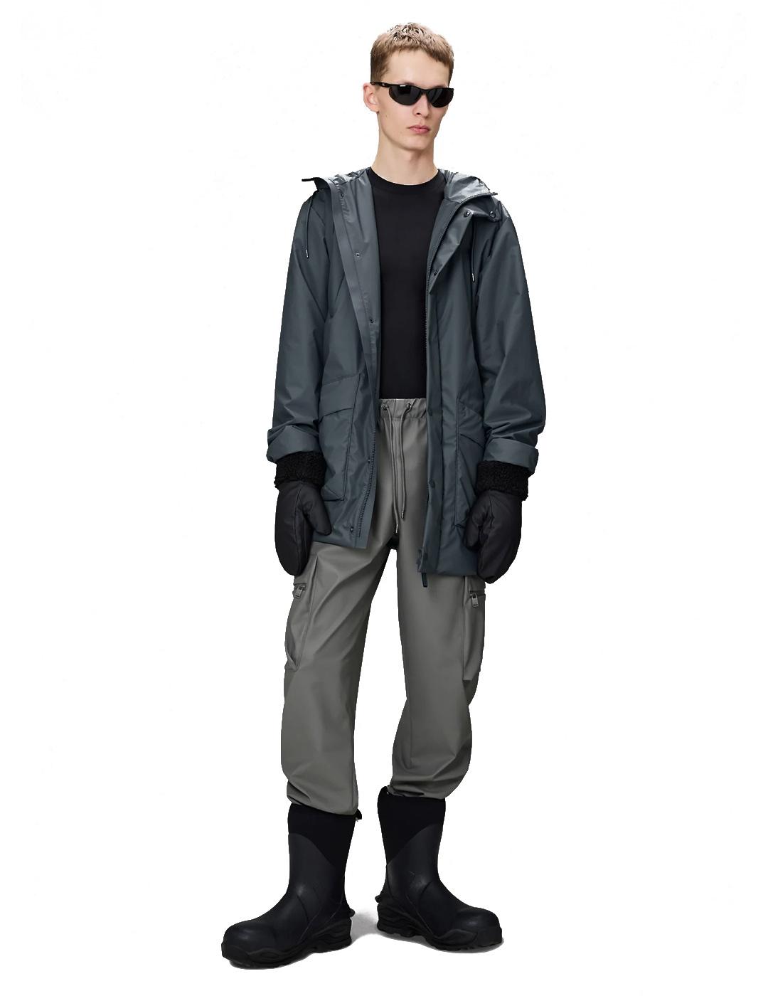 Rains Lohj Long Insu ted Cargo Parka Hombre Gris