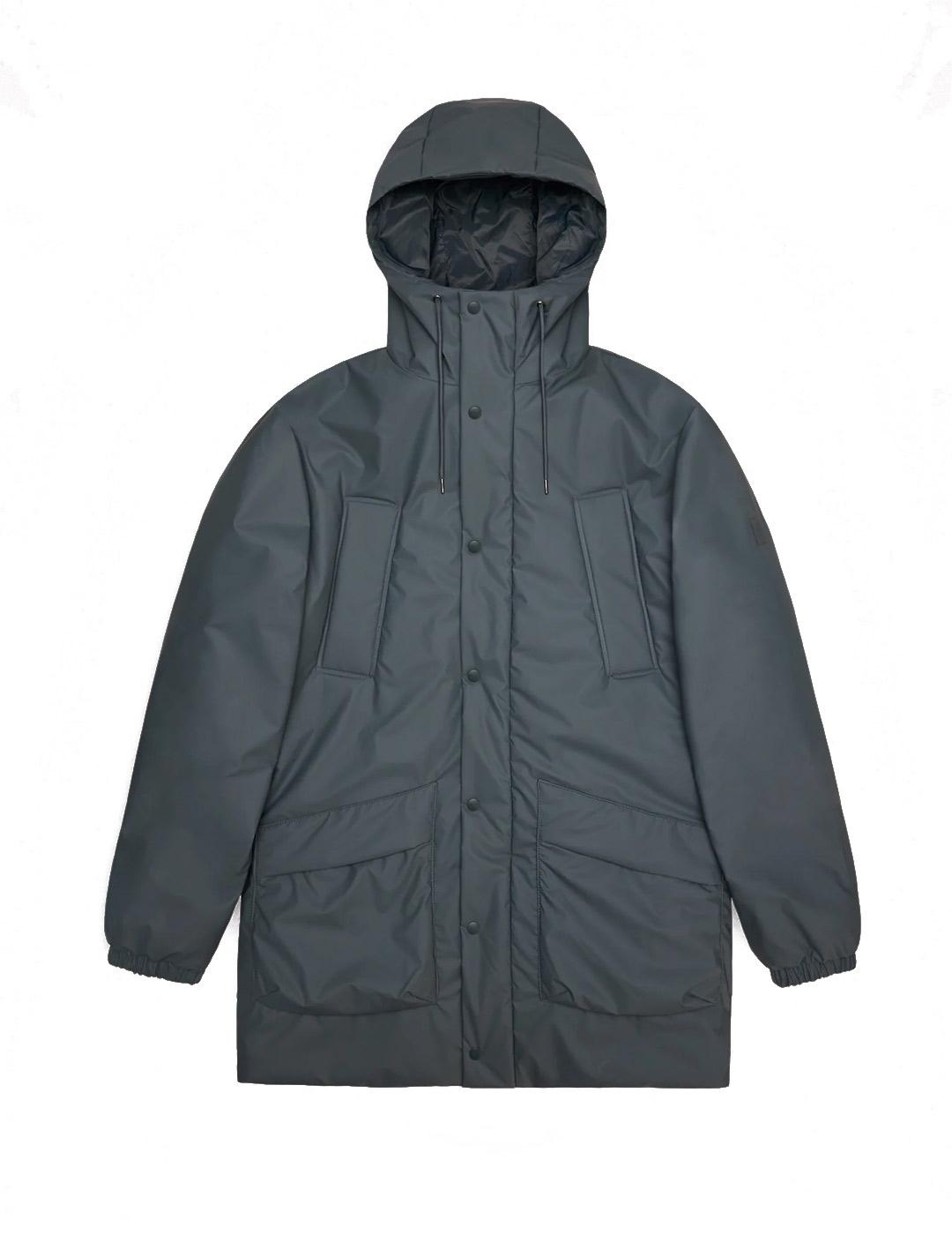 Rains Lohj Long Insu ted Cargo Parka Hombre Gris