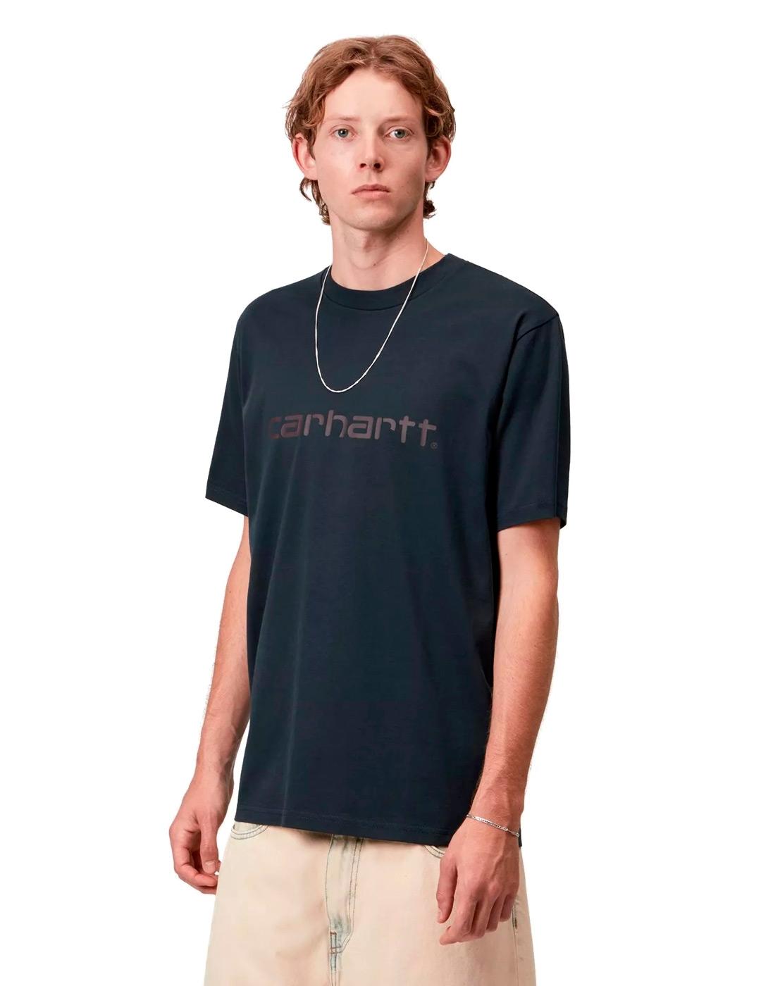 Carhartt S/S Script Camiseta Hombre Azul Marino