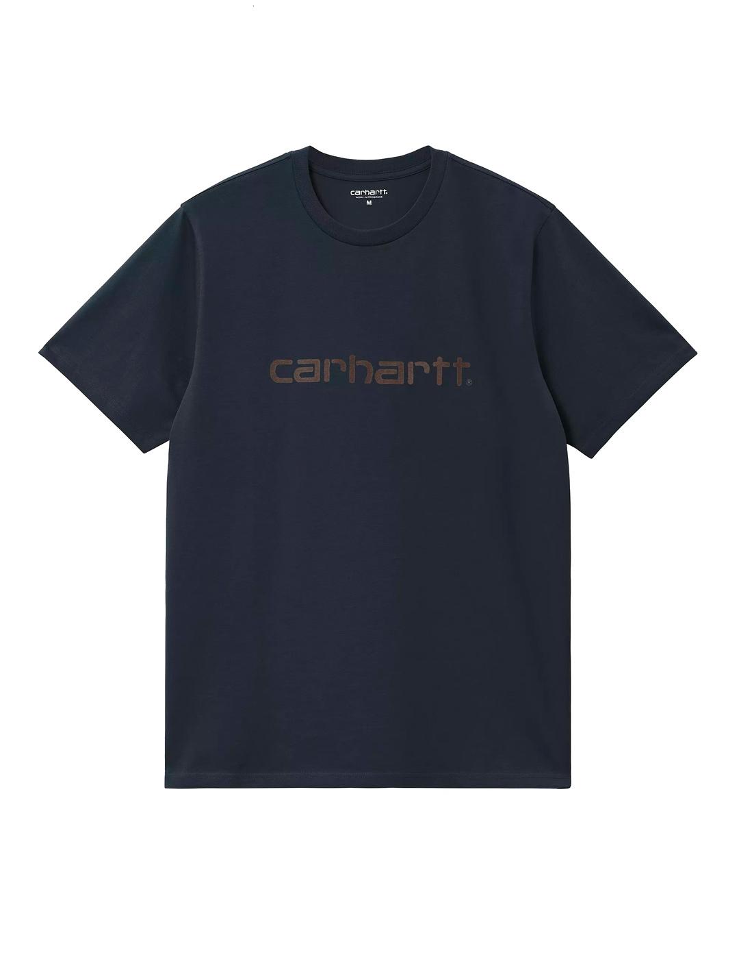 Carhartt S/S Script Camiseta Hombre Azul Marino