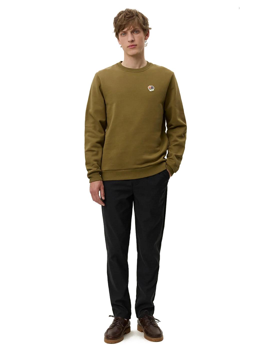 Les Deux Felipe Patch Sudadera Hombre Verde Militar