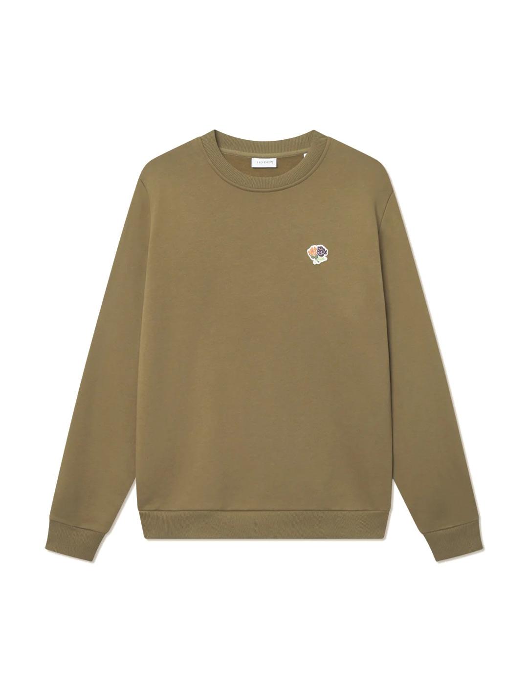 Les Deux Felipe Patch Sudadera Hombre Verde Militar