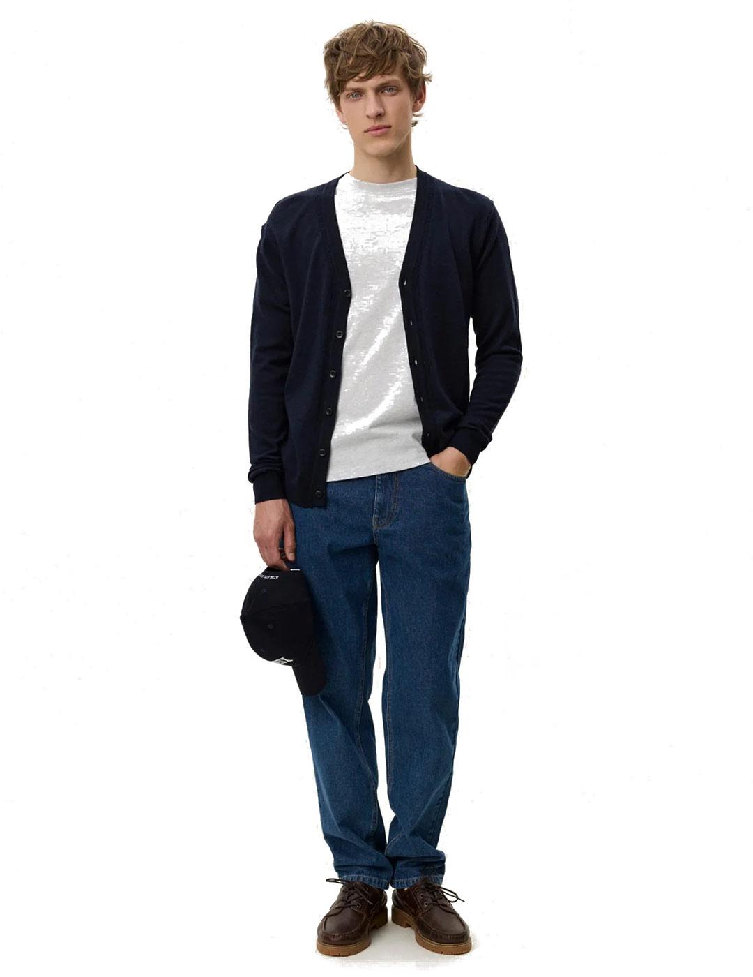 Les Deux Greyson Merino Cardigan Hombre Azul Marino