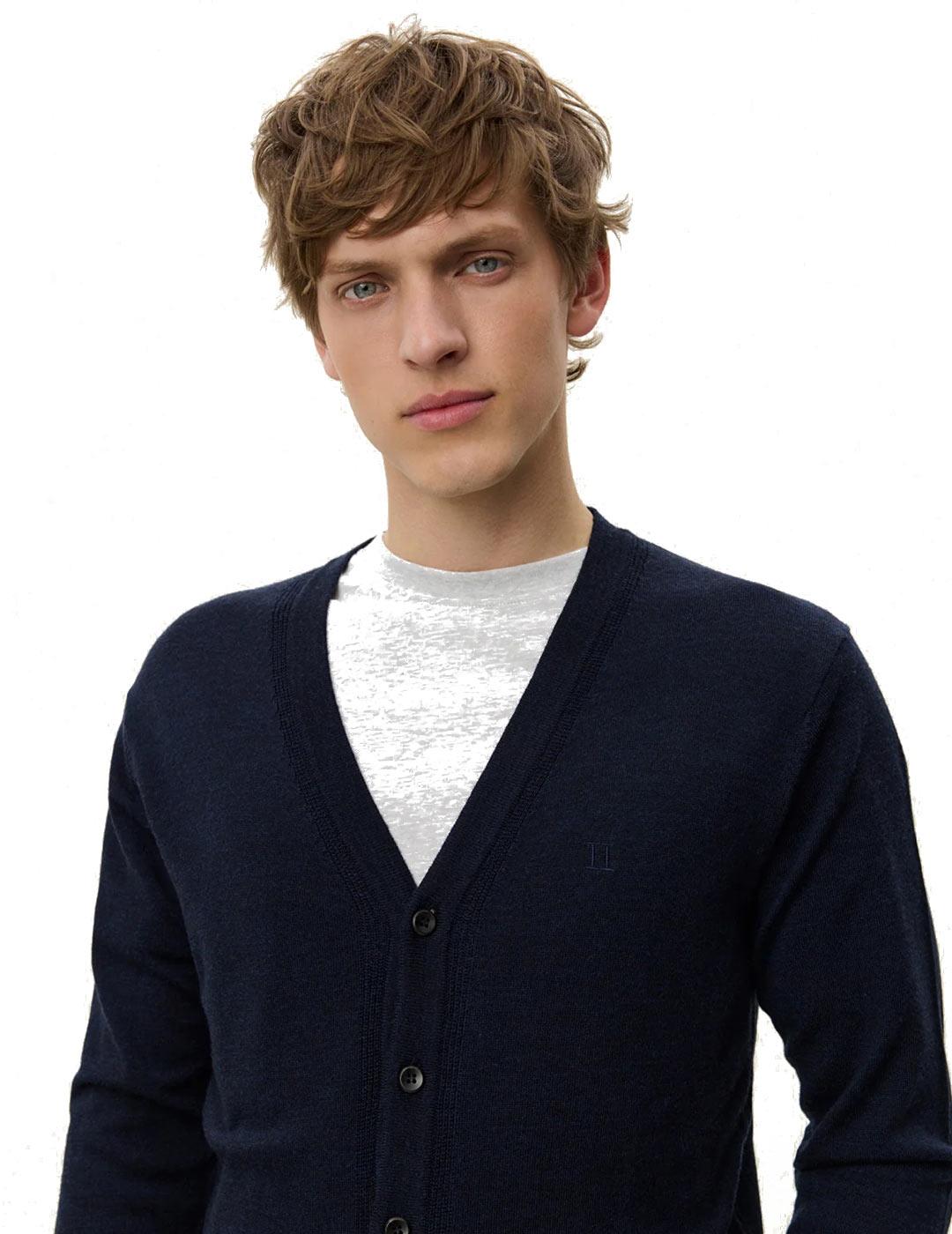 Les Deux Greyson Merino Cardigan Hombre Azul Marino