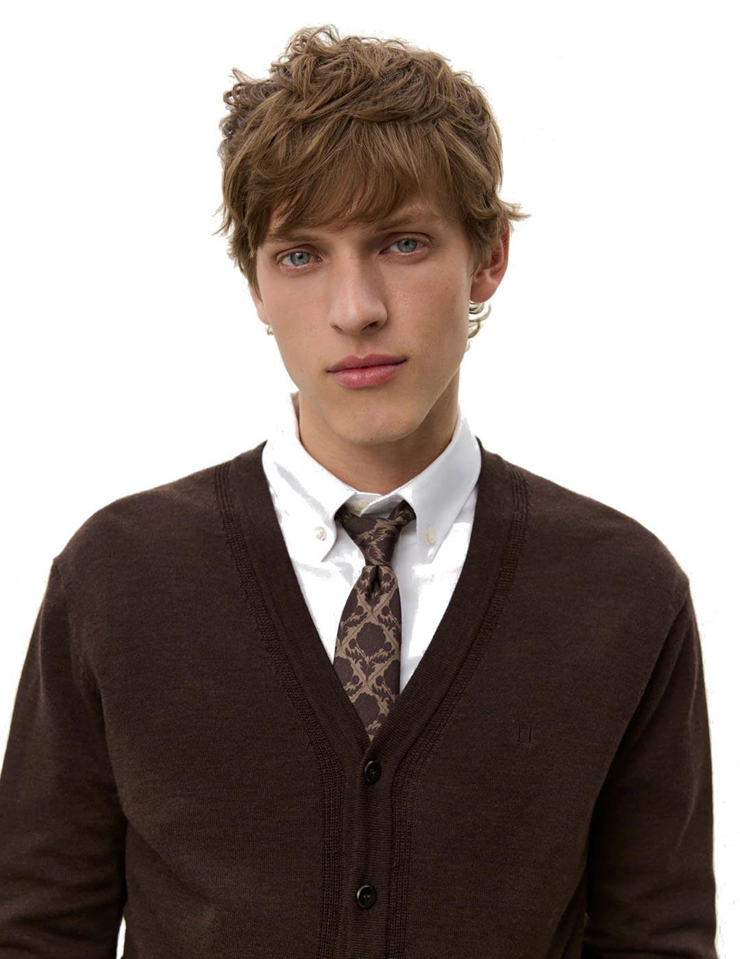 Les Deux Greyson Merino Cardigan Hombre Marrón