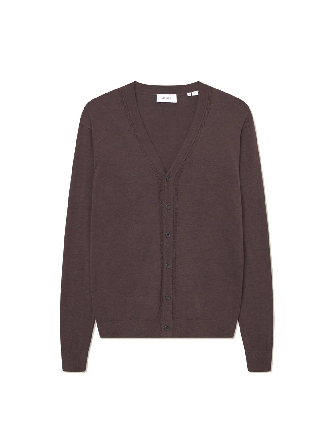 Les Deux Greyson Merino Cardigan Hombre Marrón