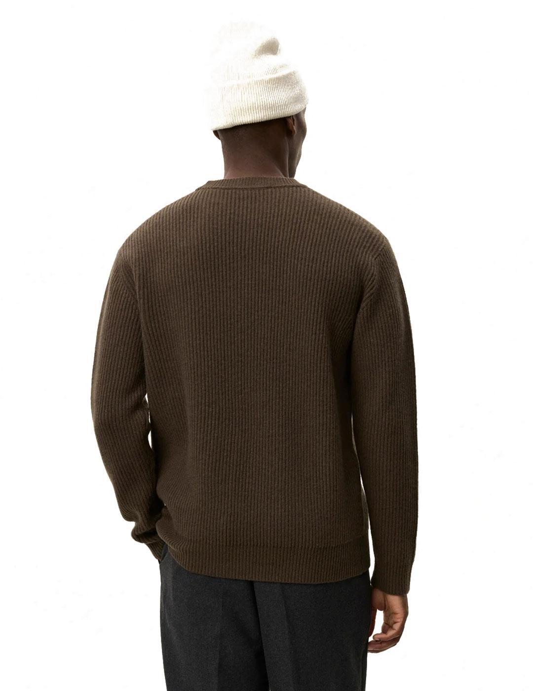 Les Deux Eddie Wool Jersey Canalé Verde Militar