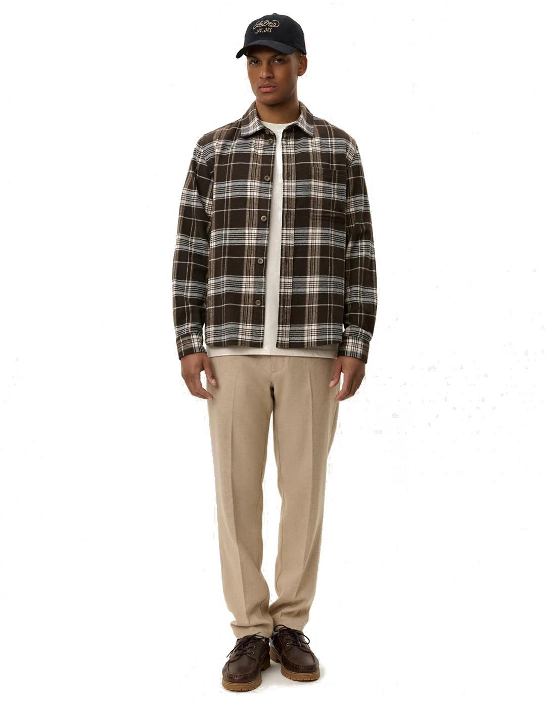 Les Deux Lennon Check Sobrecamisa Hombre Cuadros Marrón