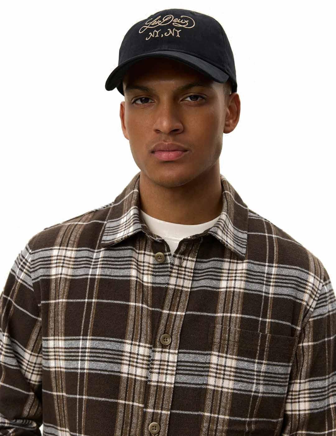 Les Deux Lennon Check Sobrecamisa Hombre Cuadros Marrón