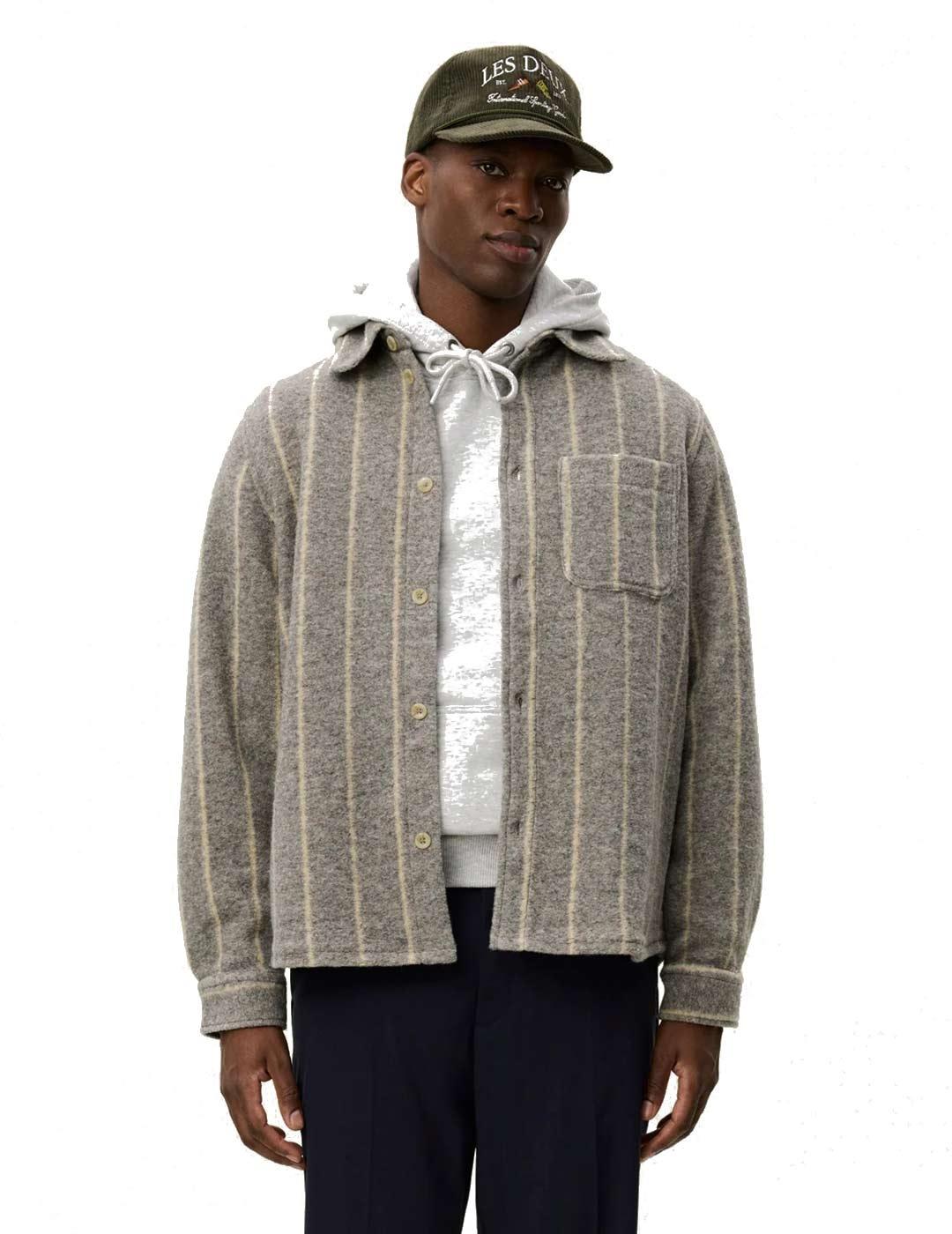 Les Deux Lennon Wool Pinstripe Sobrecamisa Rayas Gris