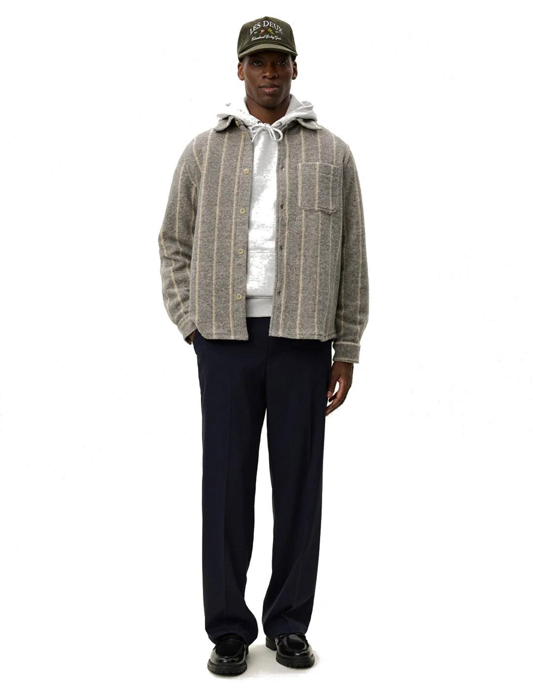 Les Deux Lennon Wool Pinstripe Sobrecamisa Rayas Gris