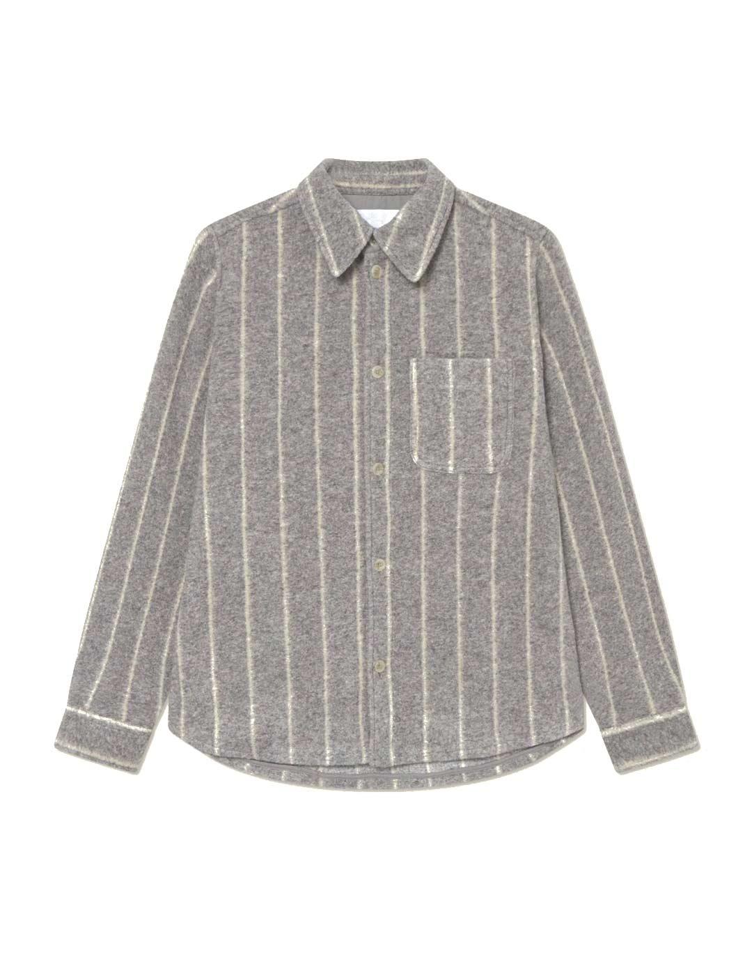 Les Deux Lennon Wool Pinstripe Sobrecamisa Rayas Gris