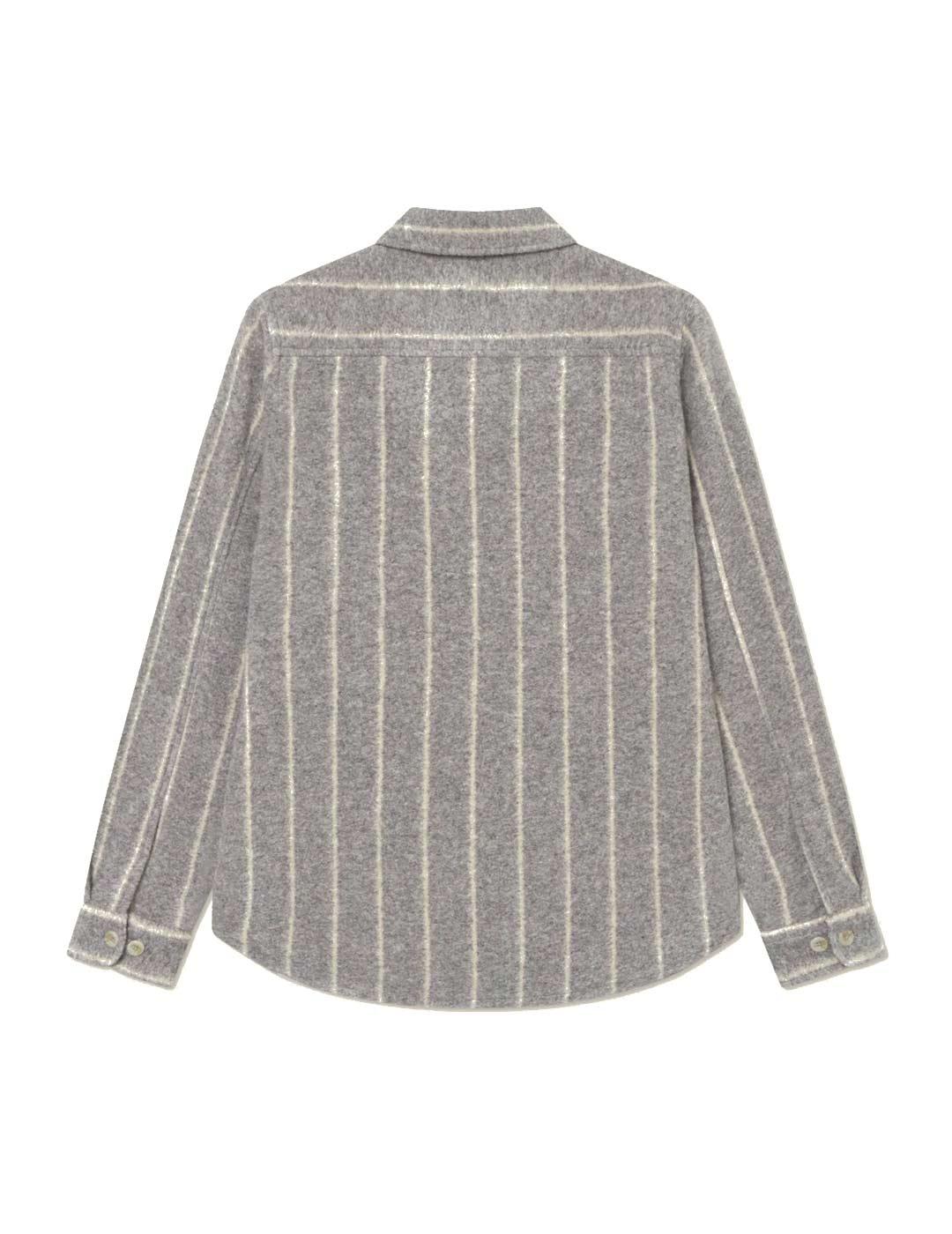 Les Deux Lennon Wool Pinstripe Sobrecamisa Rayas Gris