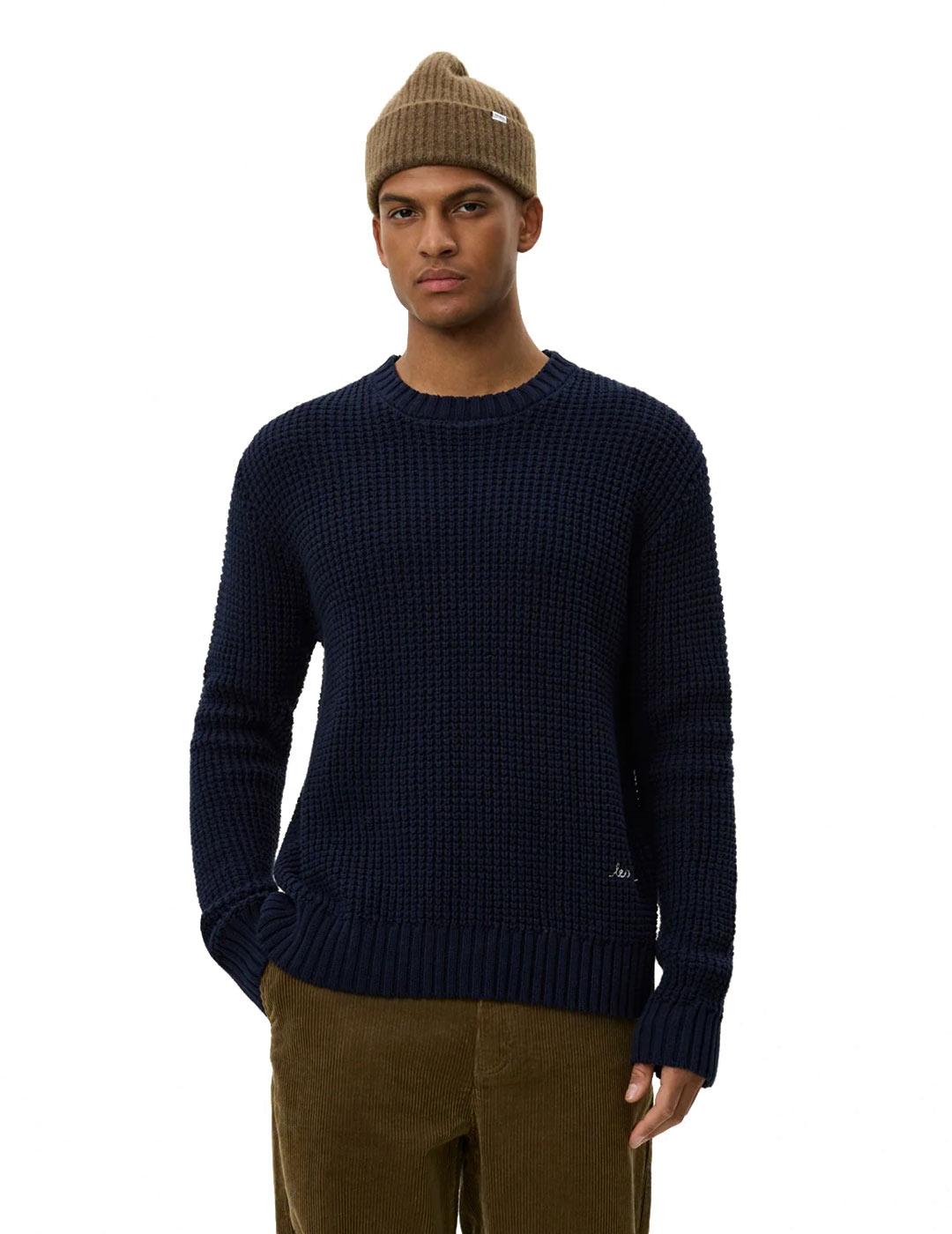 Les Deux Alvin Waffle Jersey Hombre Azul Marino