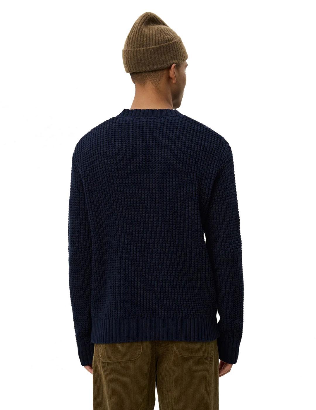 Les Deux Alvin Waffle Jersey Hombre Azul Marino