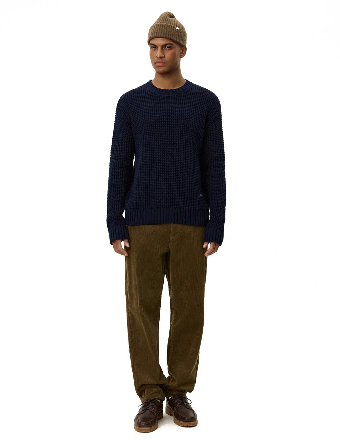 Les Deux Alvin Waffle Jersey Hombre Azul Marino