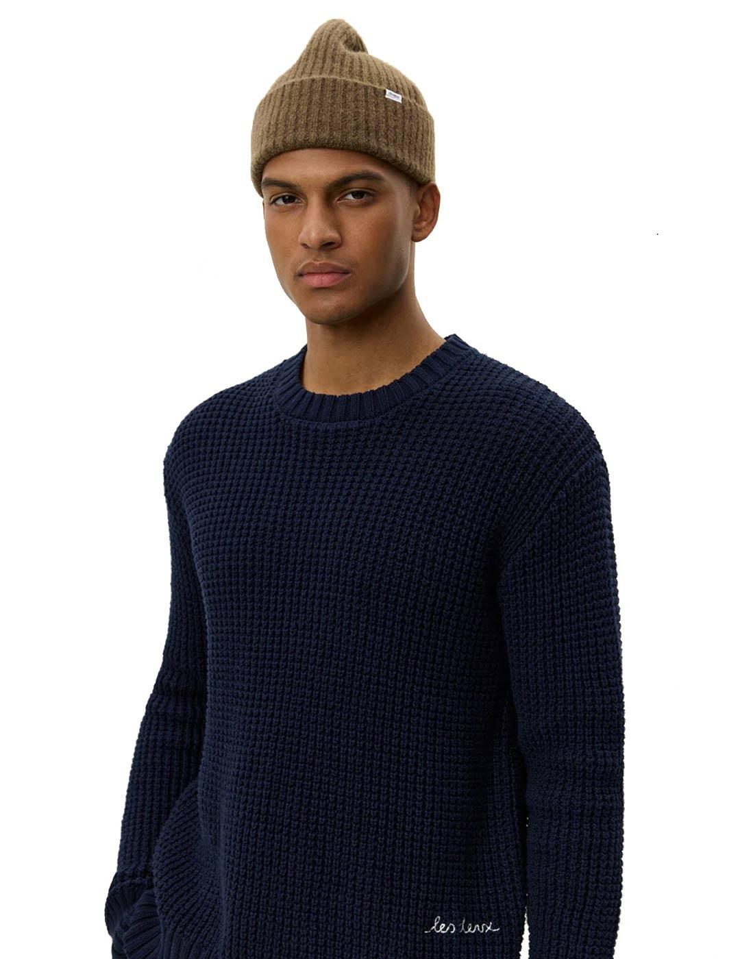 Les Deux Alvin Waffle Jersey Hombre Azul Marino