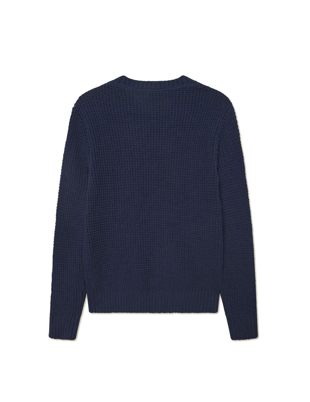 Les Deux Alvin Waffle Jersey Hombre Azul Marino