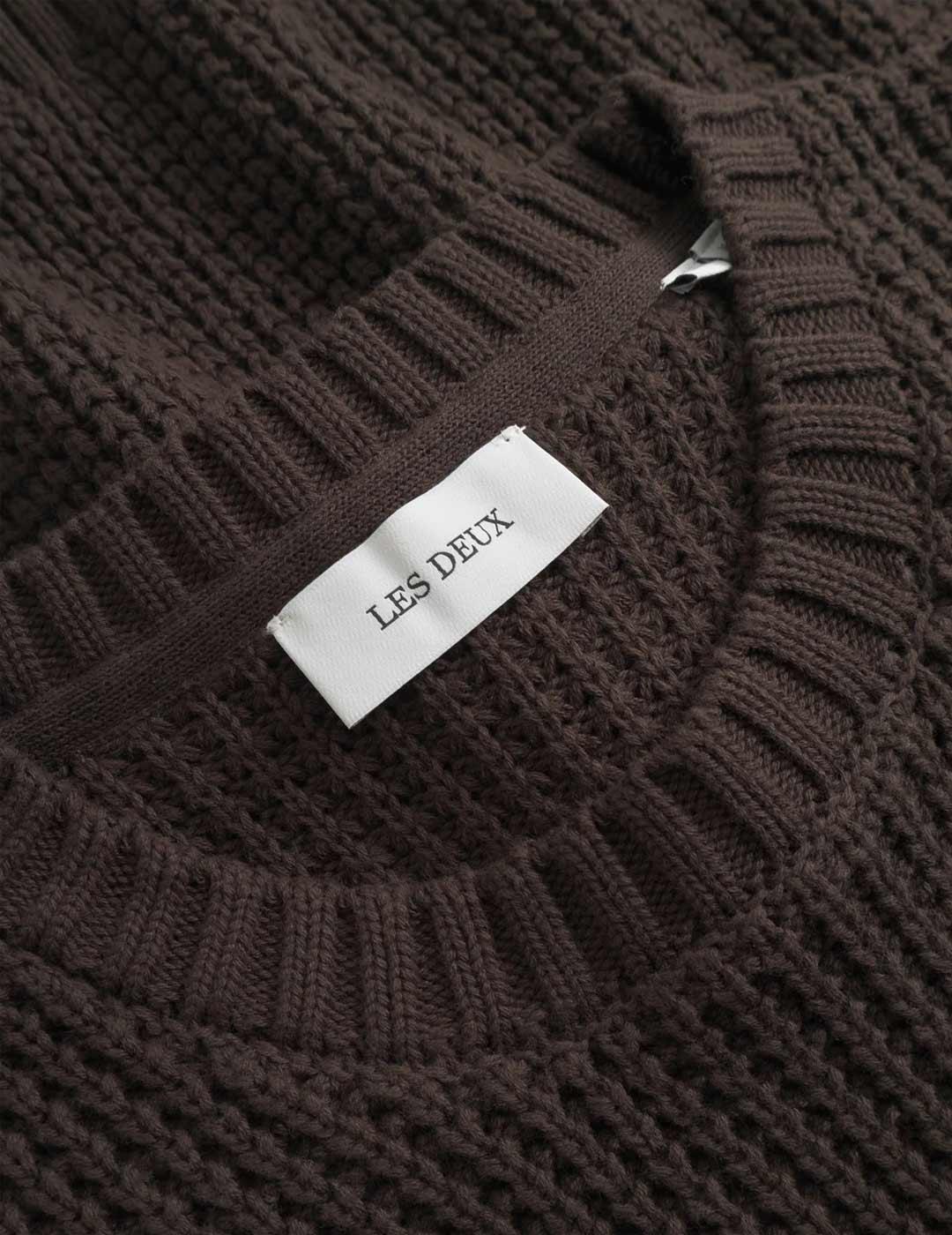 Les Deux Alvin Waffle Jersey Hombre Marrón