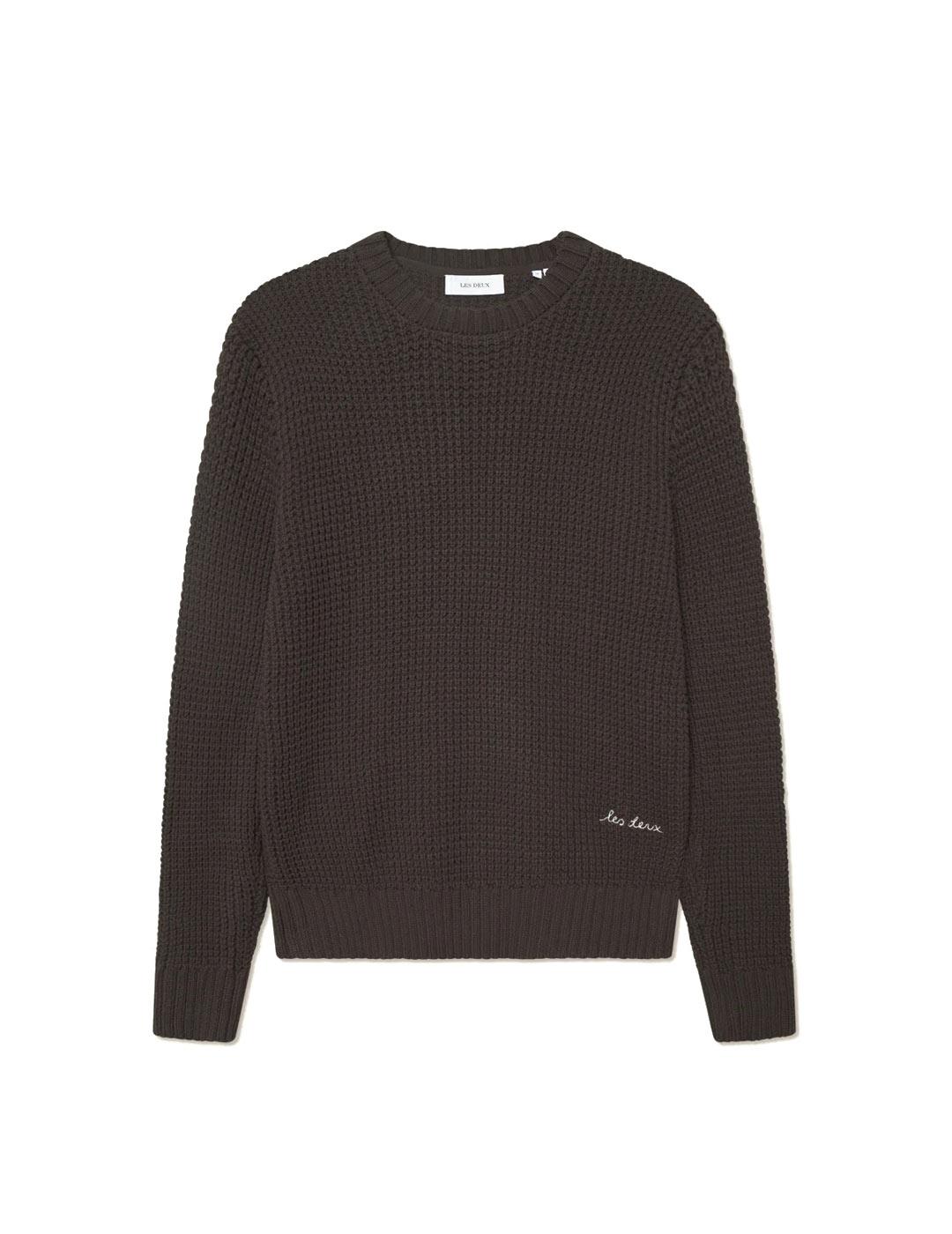 Les Deux Alvin Waffle Jersey Hombre Marrón