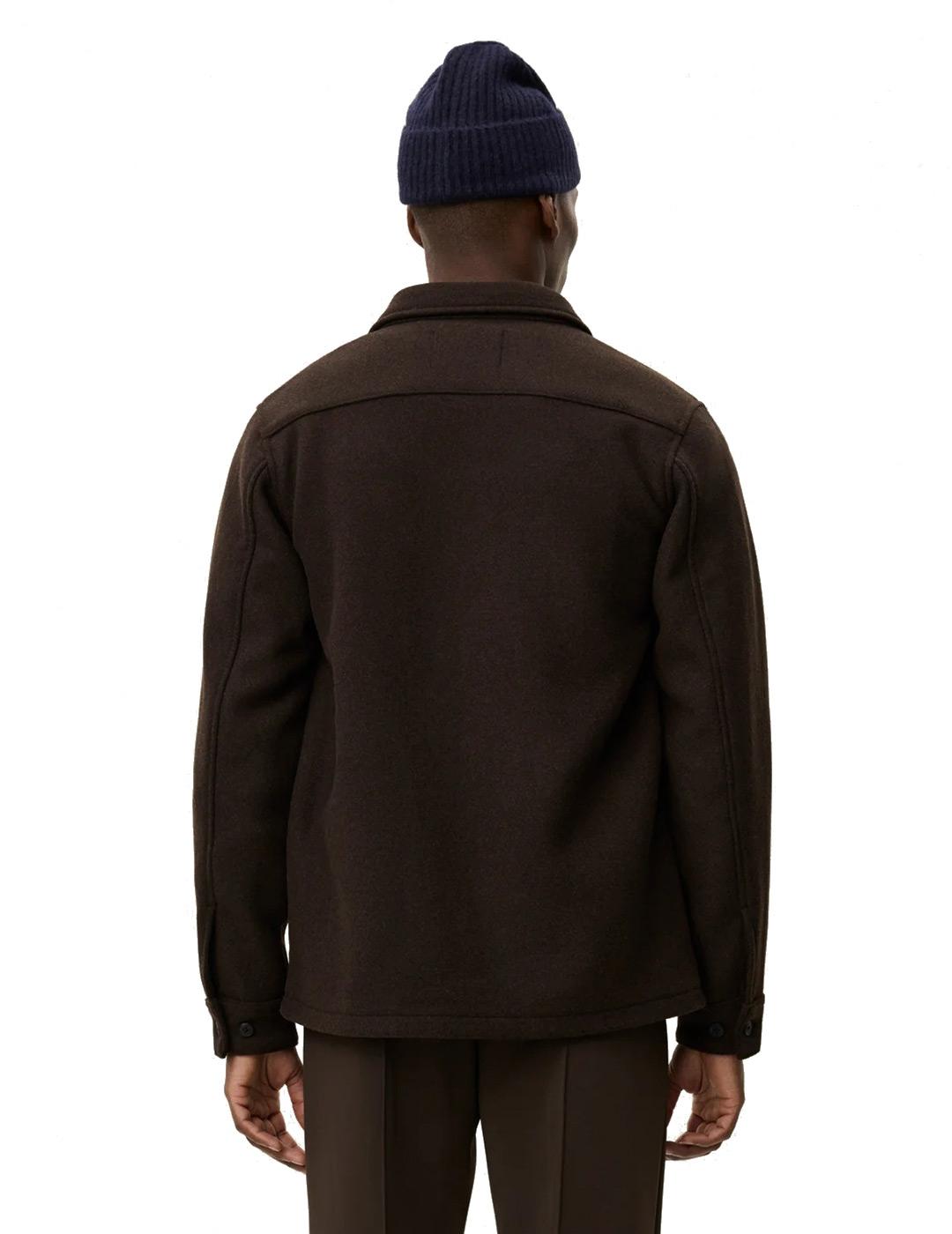 Les Deux Jason Solid Wool Sobrecamisa Hombre Marrón
