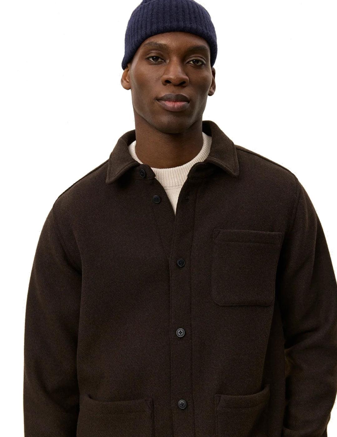 Les Deux Jason Solid Wool Sobrecamisa Hombre Marrón