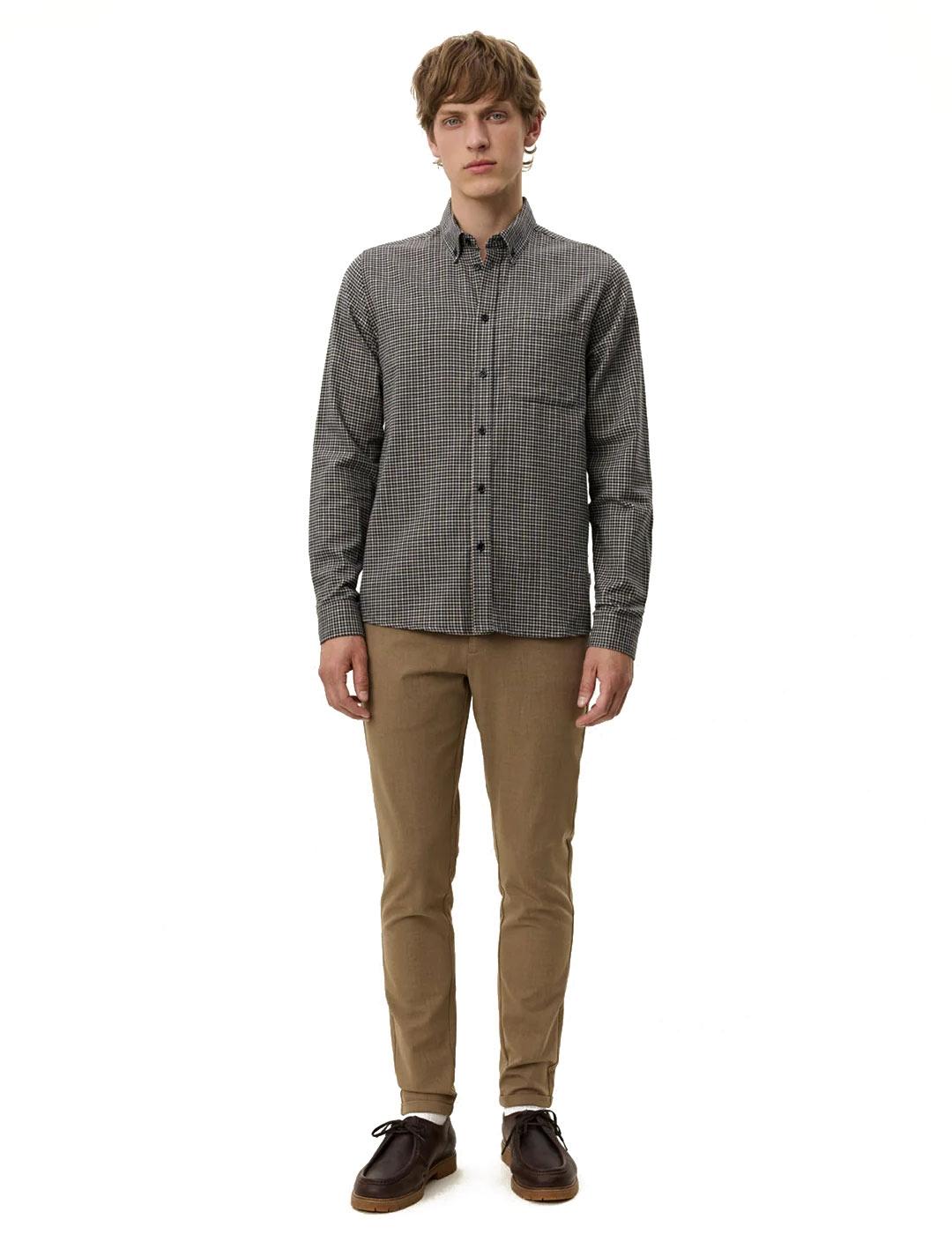 Les Deux Konrad Check Flannel Camisa Hombre Gris