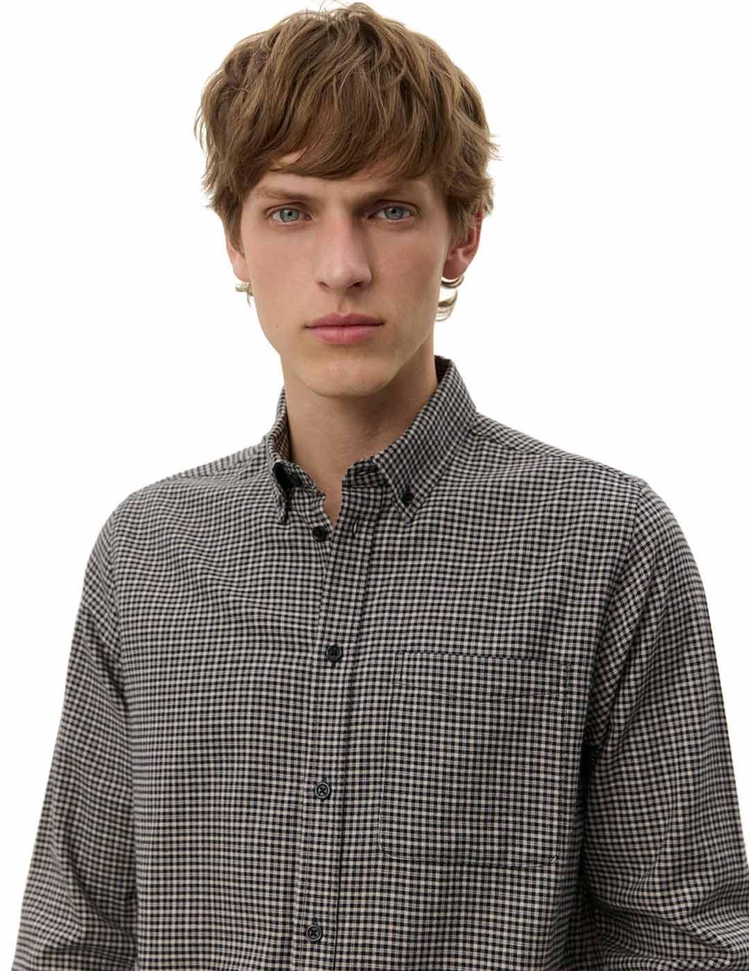 Les Deux Konrad Check Flannel Camisa Hombre Gris