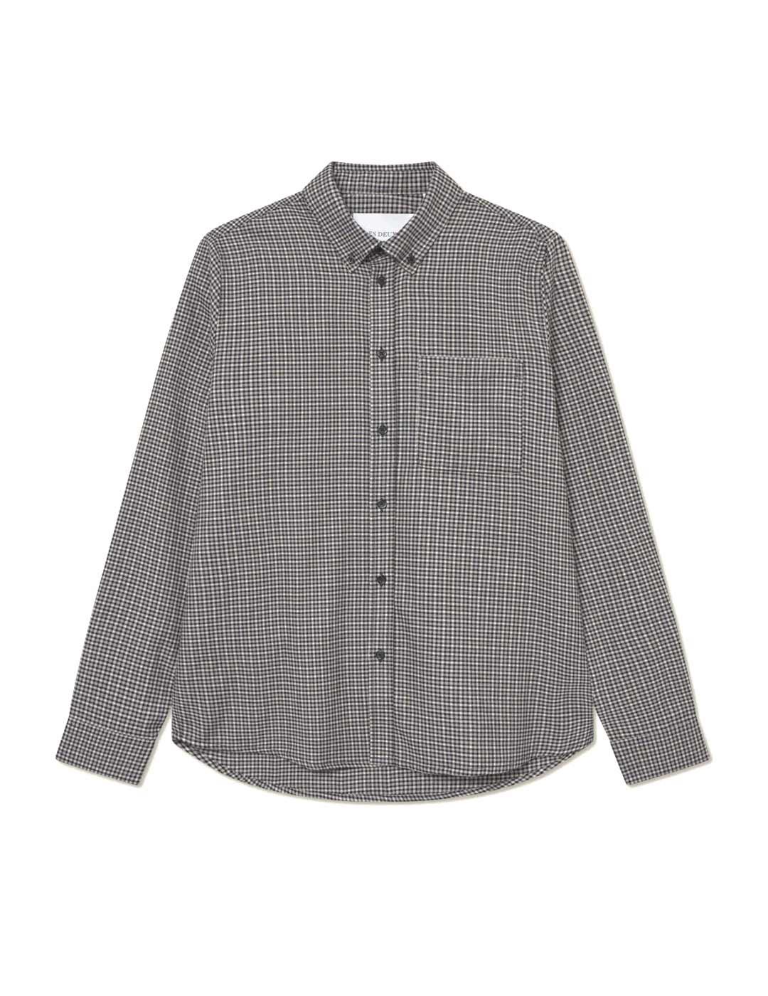 Les Deux Konrad Check Flannel Camisa Hombre Gris