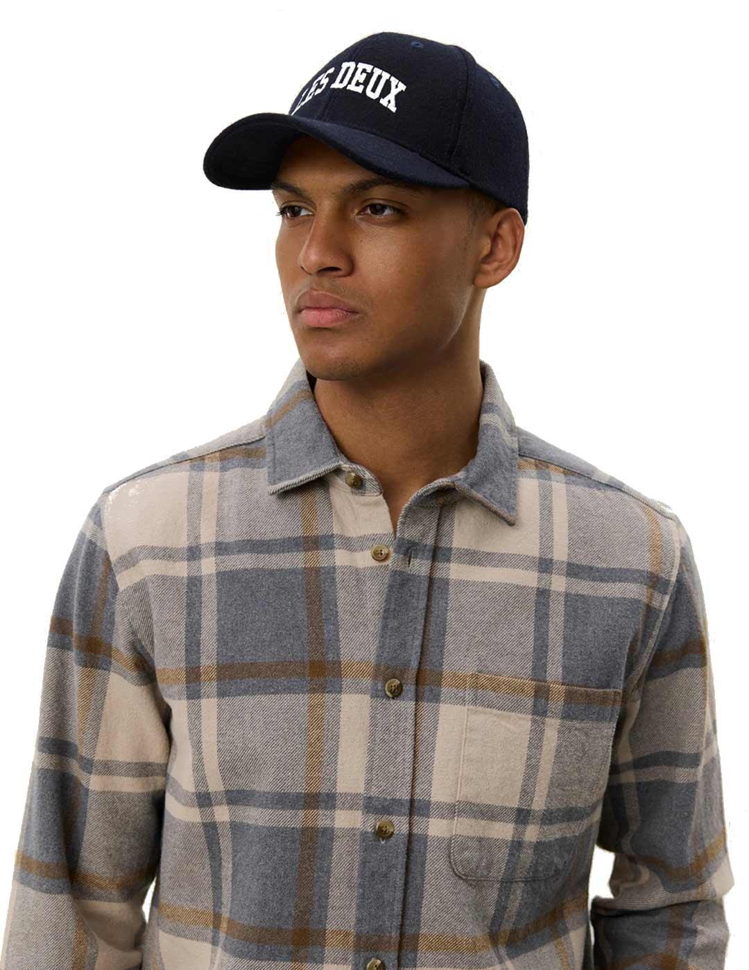 Les Deux Jeremy Check Flannel Camisa Cuadros Hombre Gris