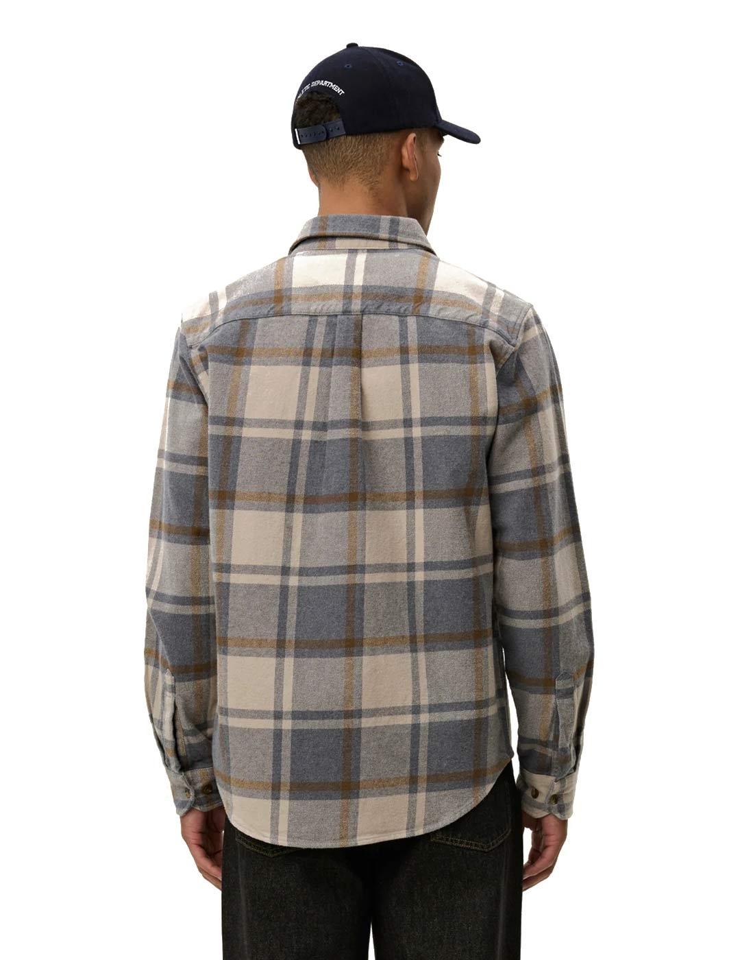 Les Deux Jeremy Check Flannel Camisa Hombre Cuadros Gris