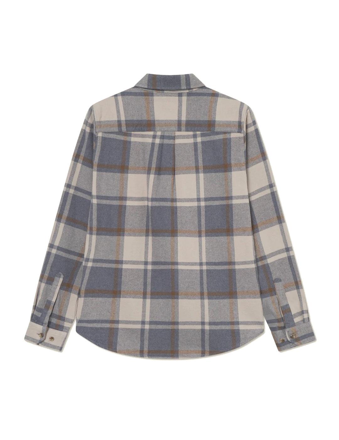 Les Deux Jeremy Check Flannel Camisa Hombre Cuadros Gris