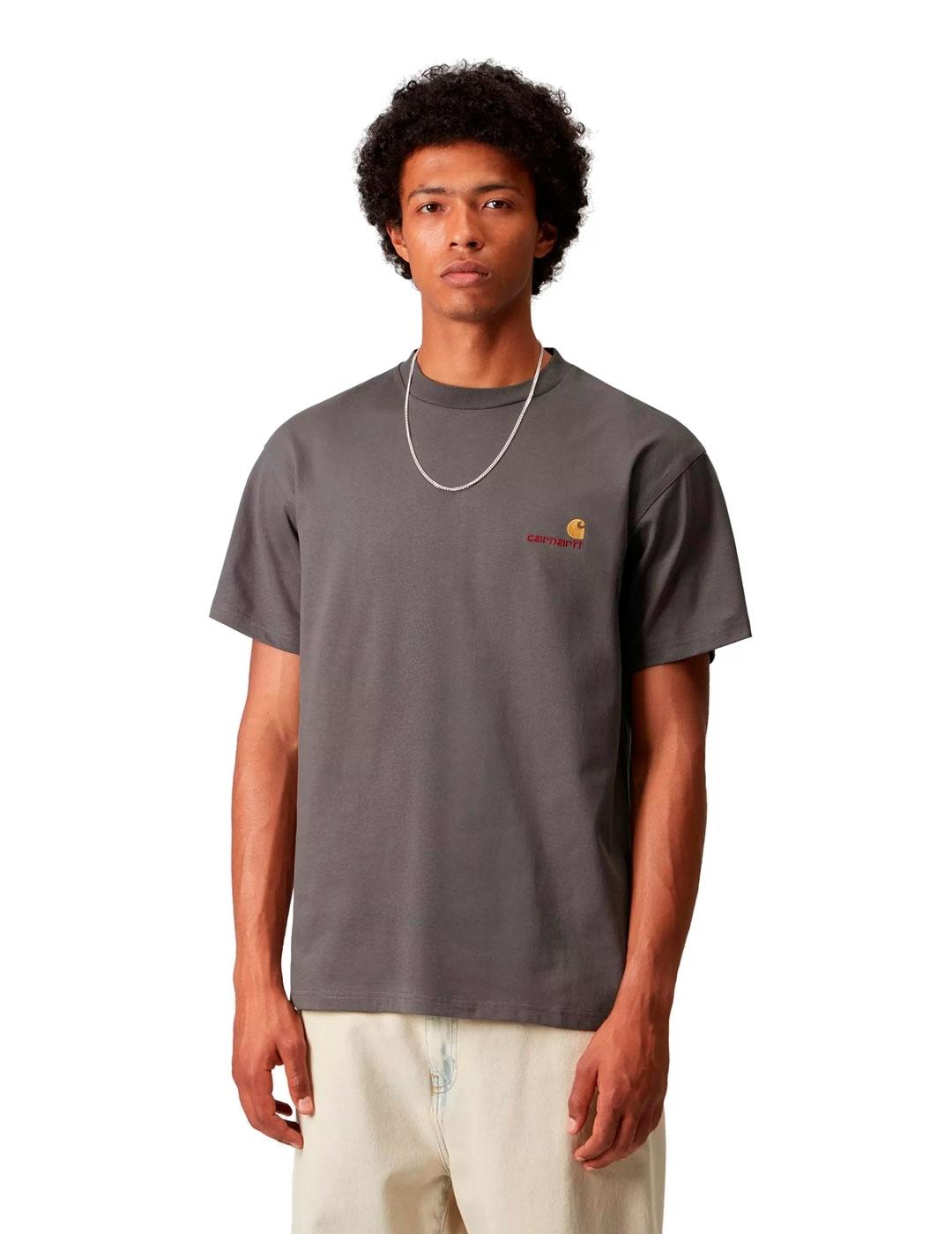 Carhartt S/S American Script Camiseta Hombre Marrón