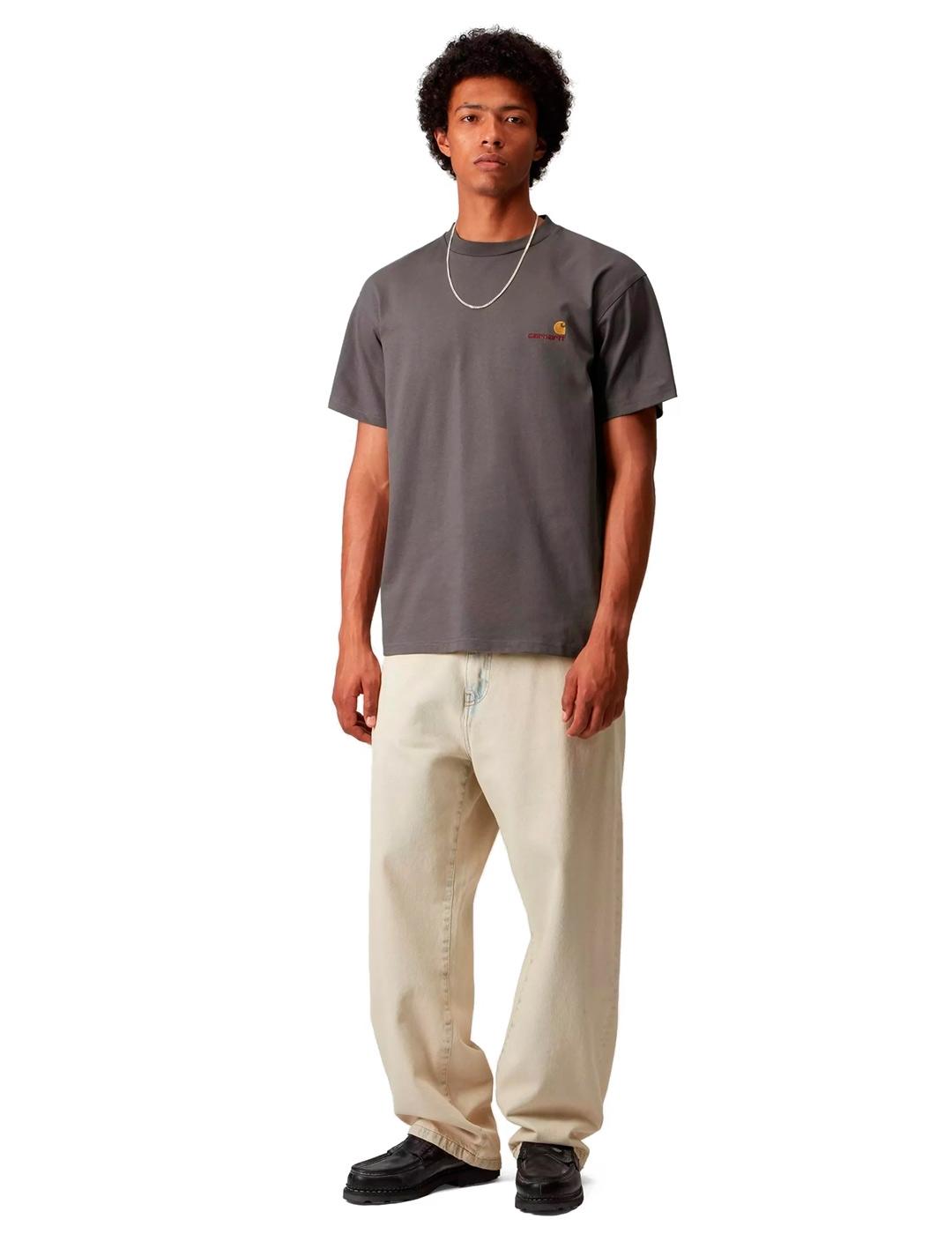 Carhartt S/S American Script Camiseta Hombre Marrón