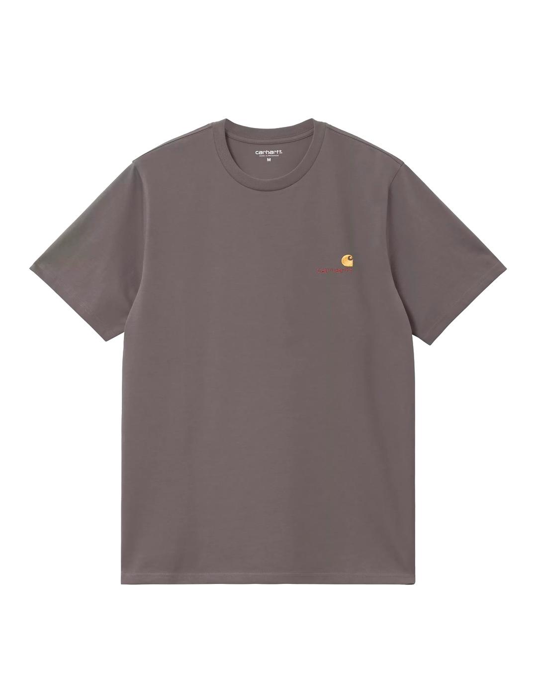 Carhartt S/S American Script Camiseta Hombre Marrón