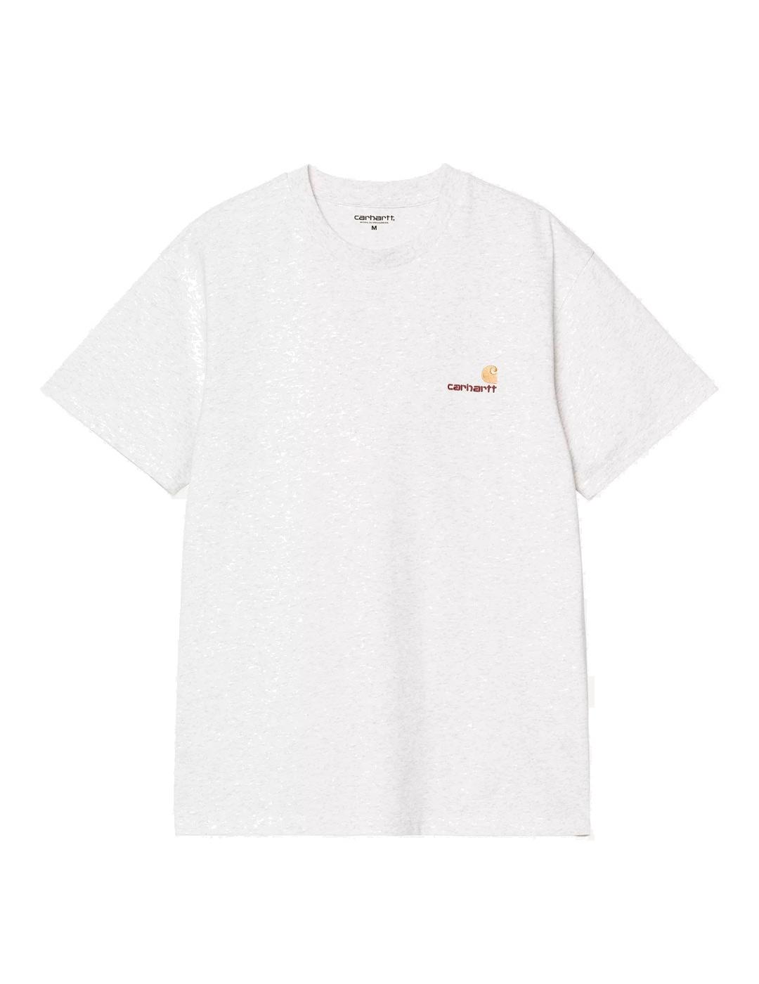 Carhartt S/S American Script Camiseta Hombre Gris Clara
