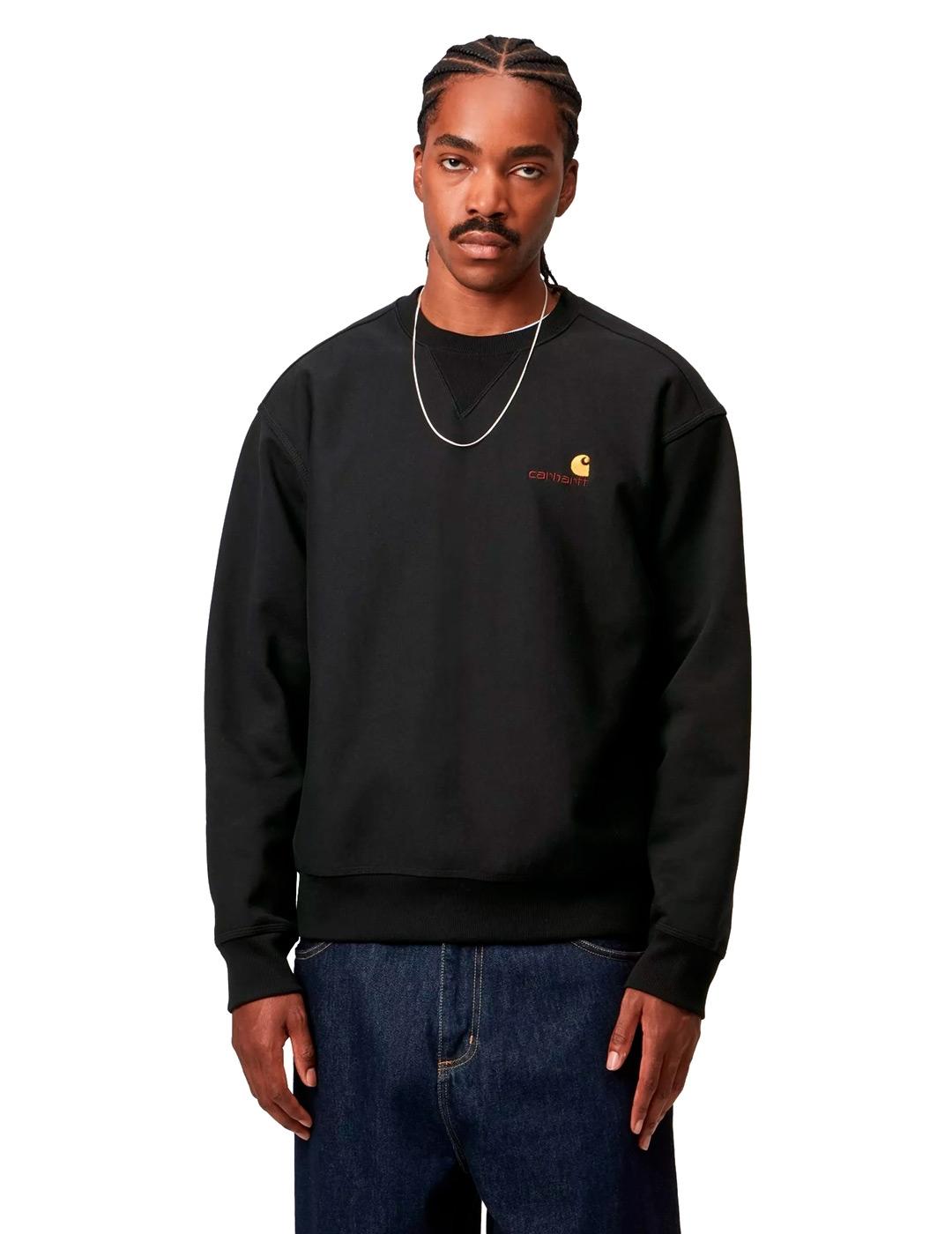 Carhartt American Script Sweat Sudadera Hombre Negra