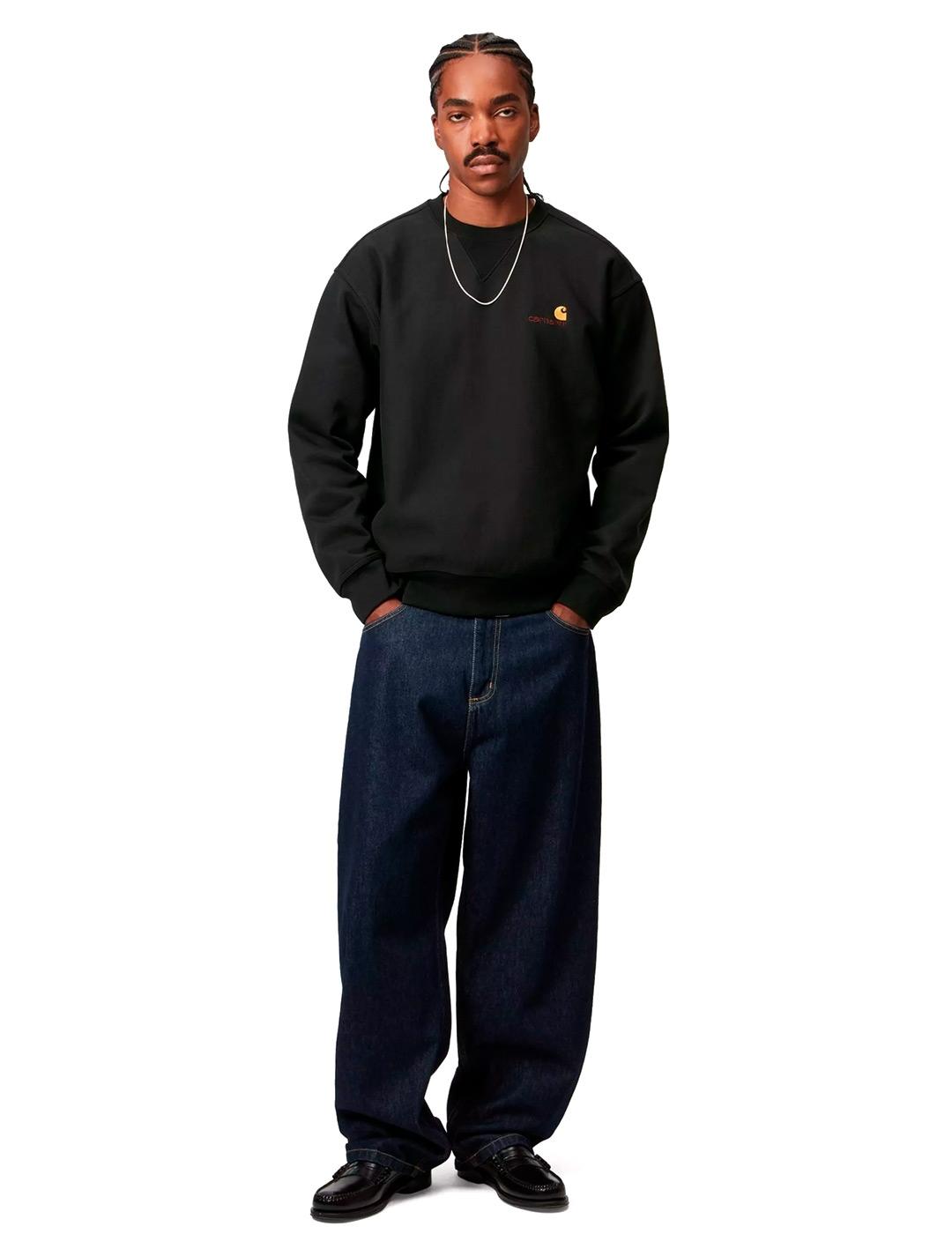 Carhartt American Script Sweat Sudadera Hombre Negra