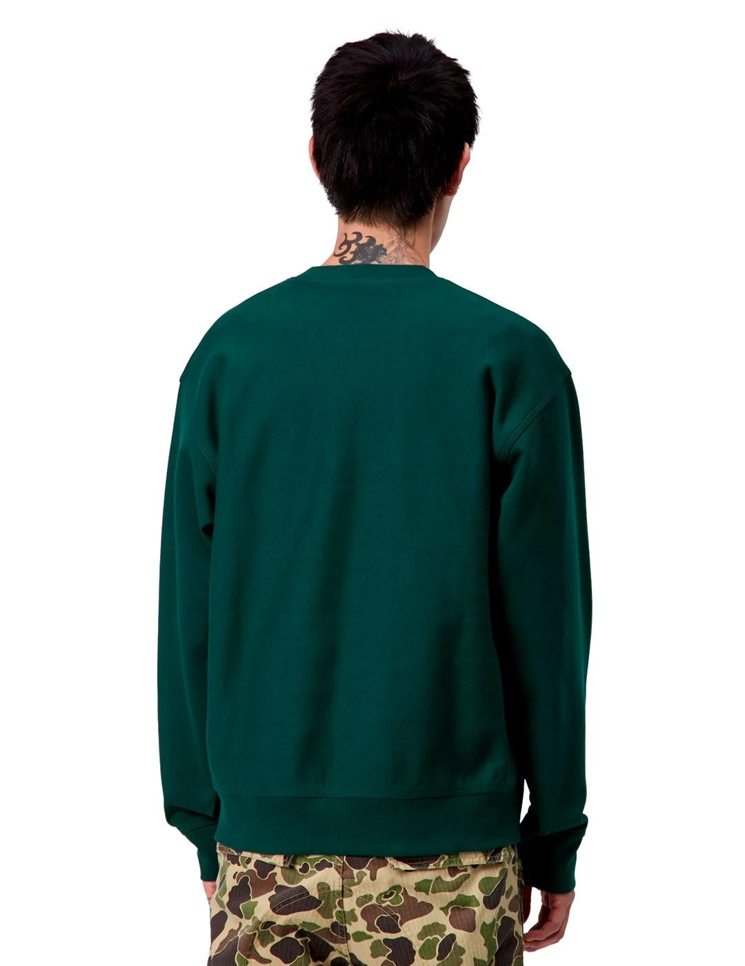 Carhartt American Script Sweat Sudadera Hombre Verde