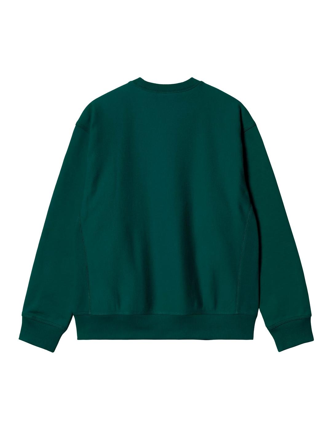 Carhartt American Script Sweat Sudadera Hombre Verde
