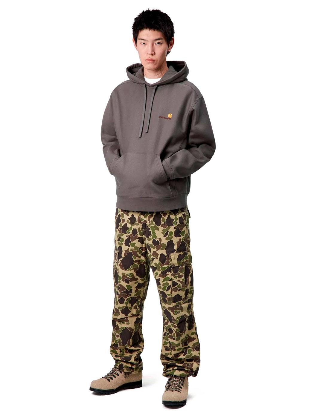 Carhartt Hooded American Script Sudadera Hombre Gris