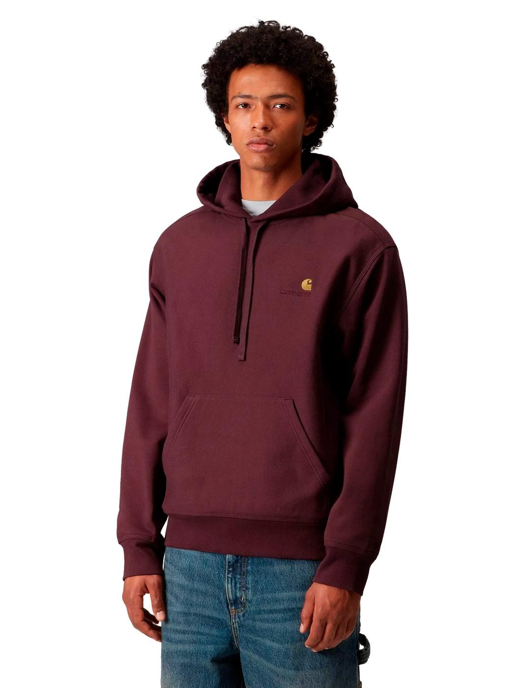 Carhartt Hooded American Script Sudadera Hombre Granate