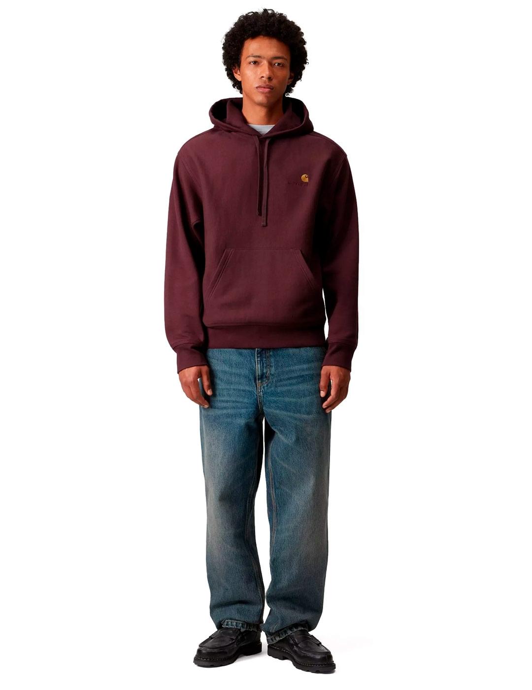 Carhartt Hooded American Script Sudadera Hombre Granate